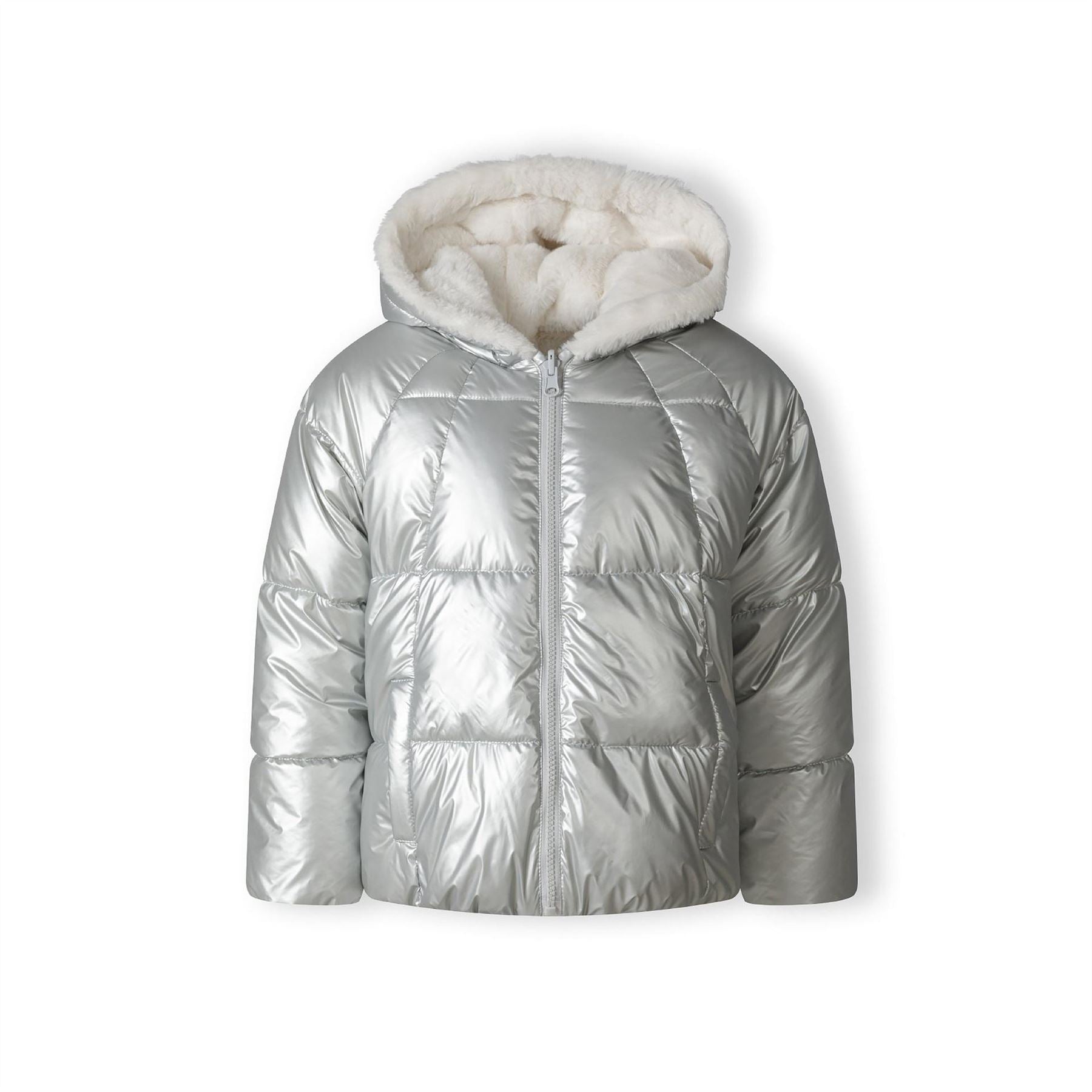 Minoti Girls Padded Reversible Jacket Silver