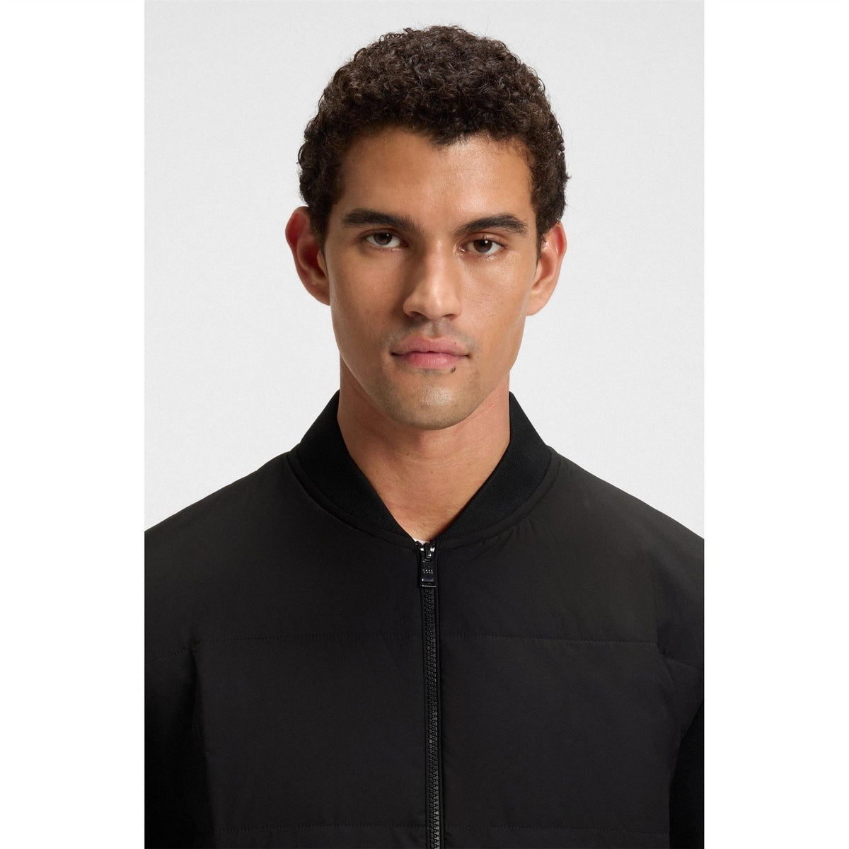 Boss Crew Neck Bomber Collar Long Sleeve Regular Fit Sweatshirt