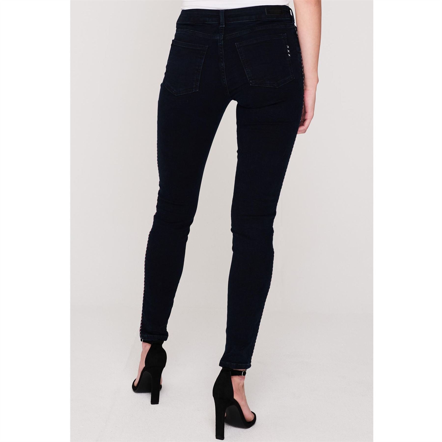Scotch and Soda Dark Stripe Embroidered Jeans