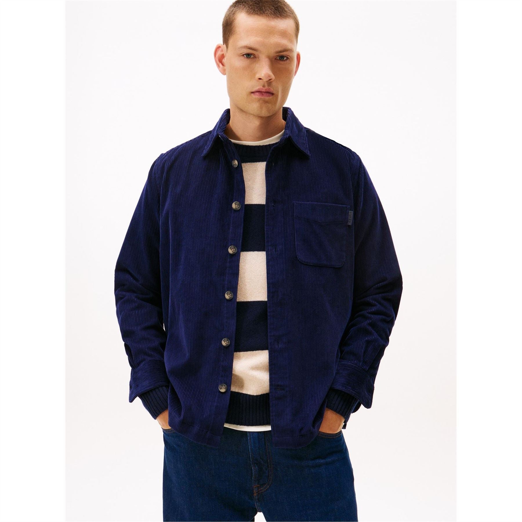 Tommy Hilfiger Solid Patterned Chest Pocket Overshirt