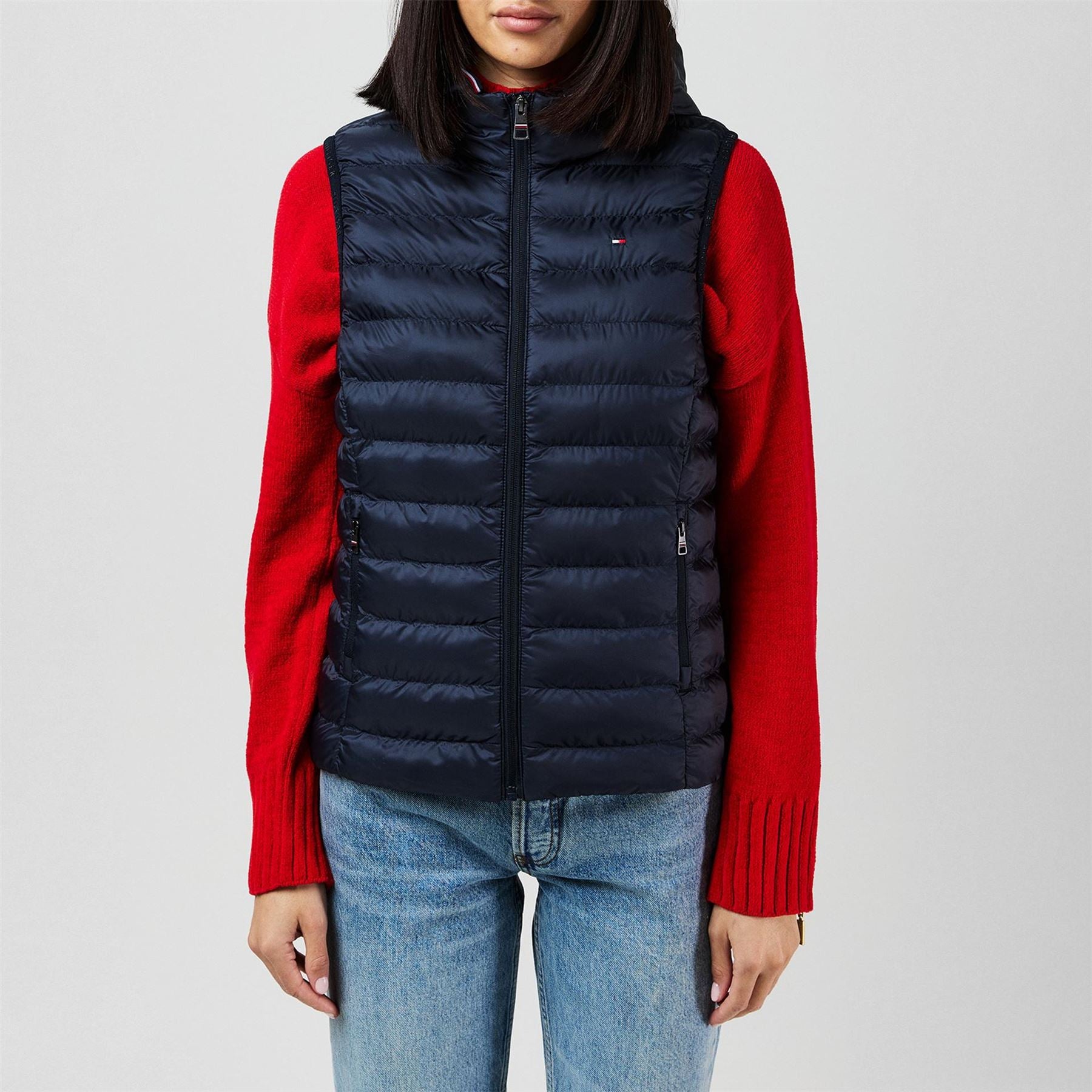 Tommy Hilfiger Heritage Low Down Duck Down Detachable Hood Sleeveless Short Puffer Jacket