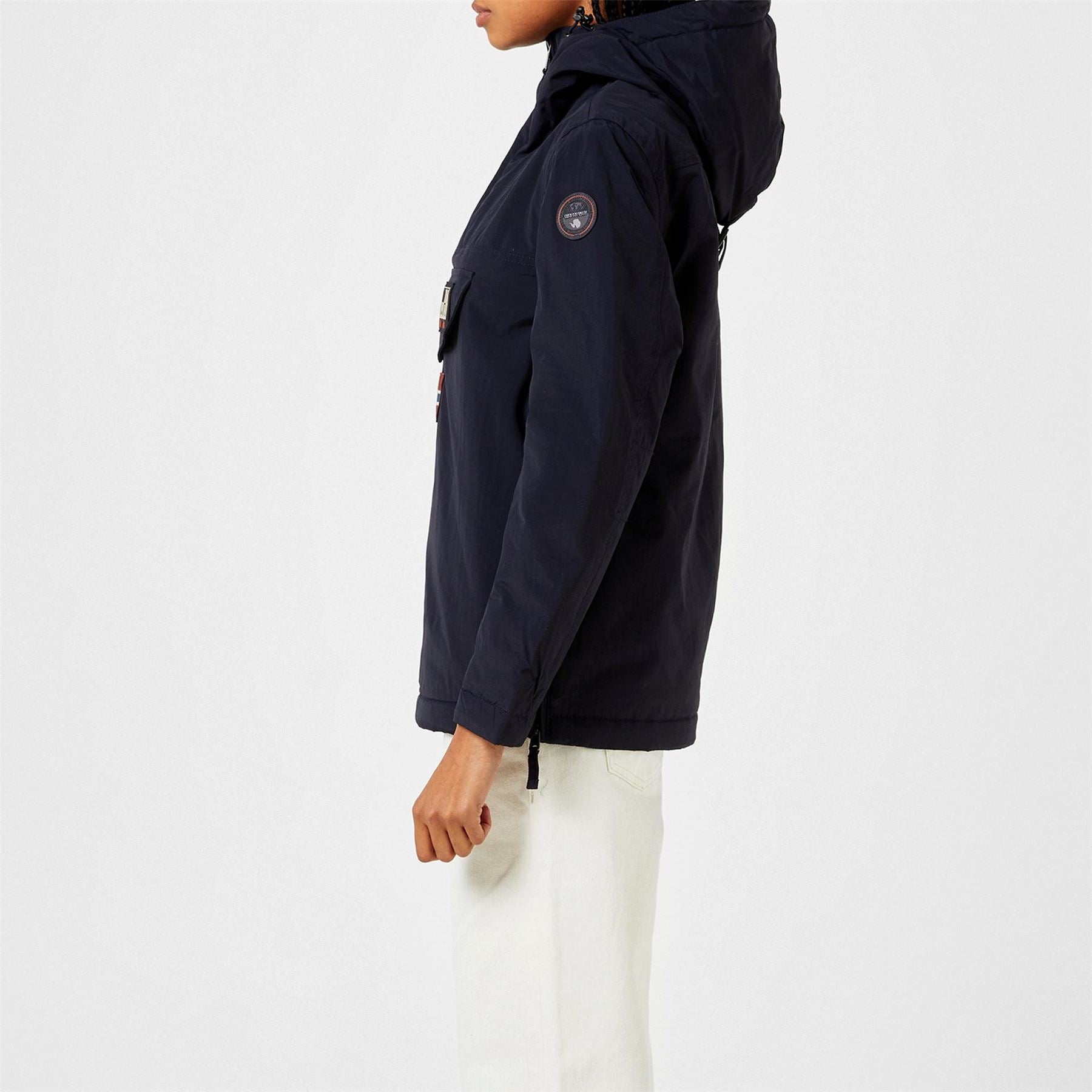 Napapijri Rainforest Water Resistant Hooded Cropped Long Sleeve Rain Anorak