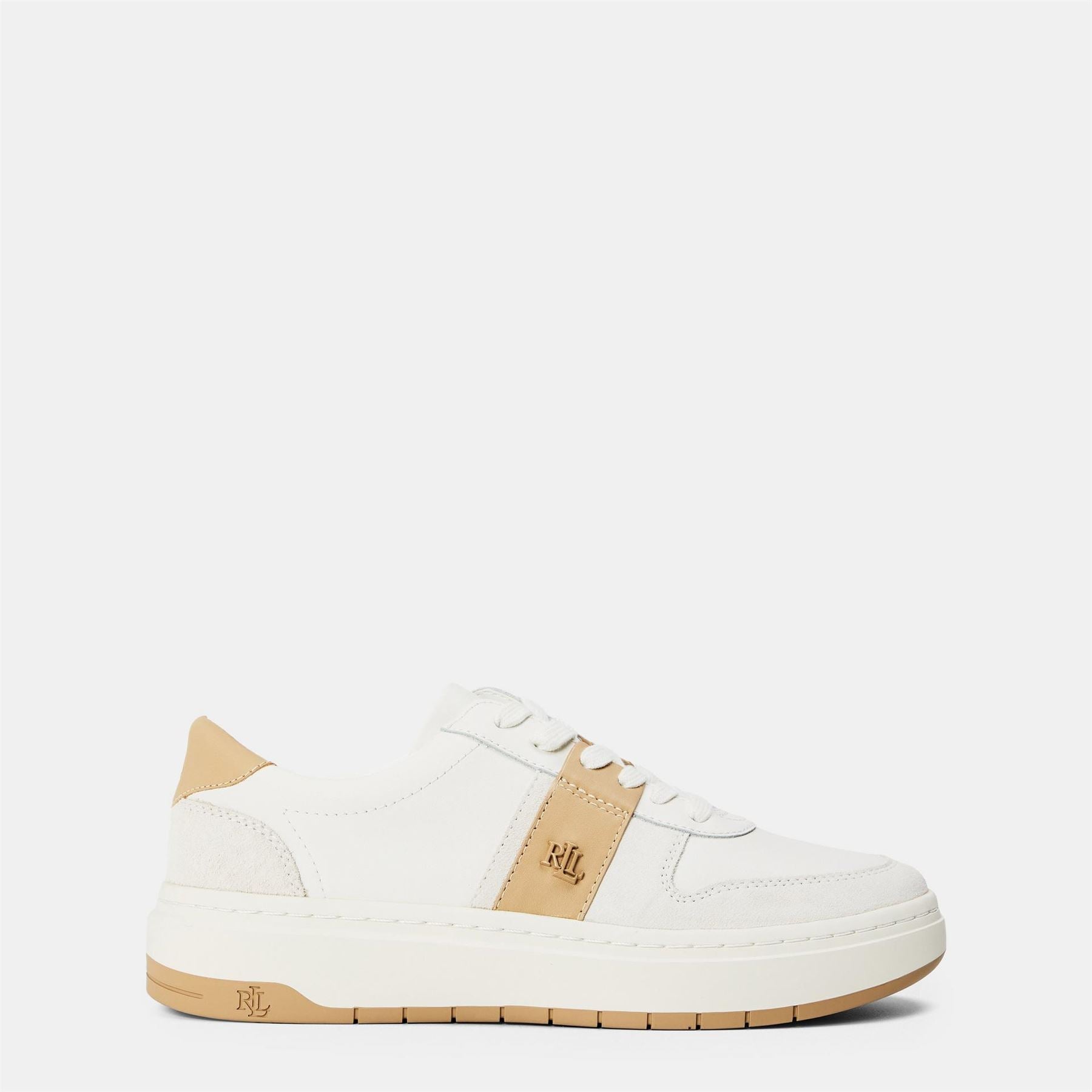 Lauren by Ralph Lauren Real Leather Harlie Basket Low Top Trainers