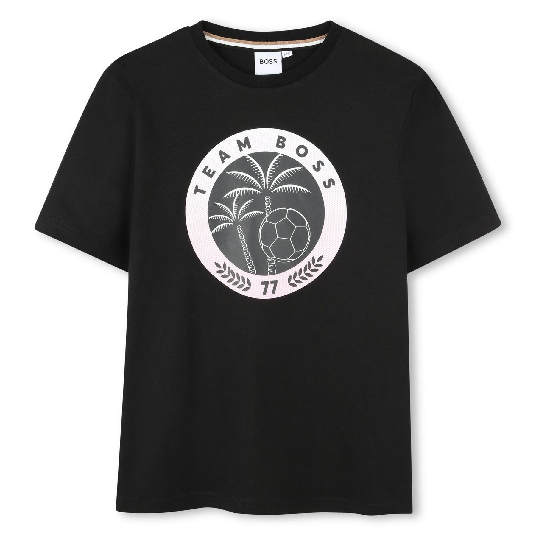 Boss Junior Football Font Logo Print T-Shirt