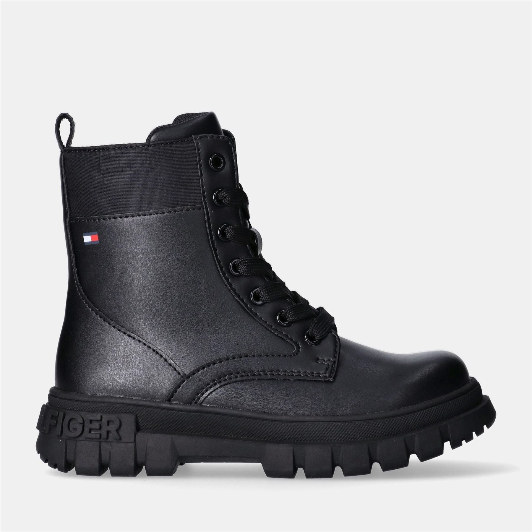 Tommy Hilfiger Motorcycle Biker Boots with Zipper and Lace-Up