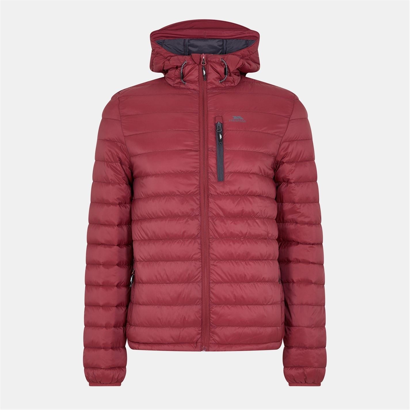 Trespass Digby Solid Patterned Hooded Down Jacket with Chest Pocket
