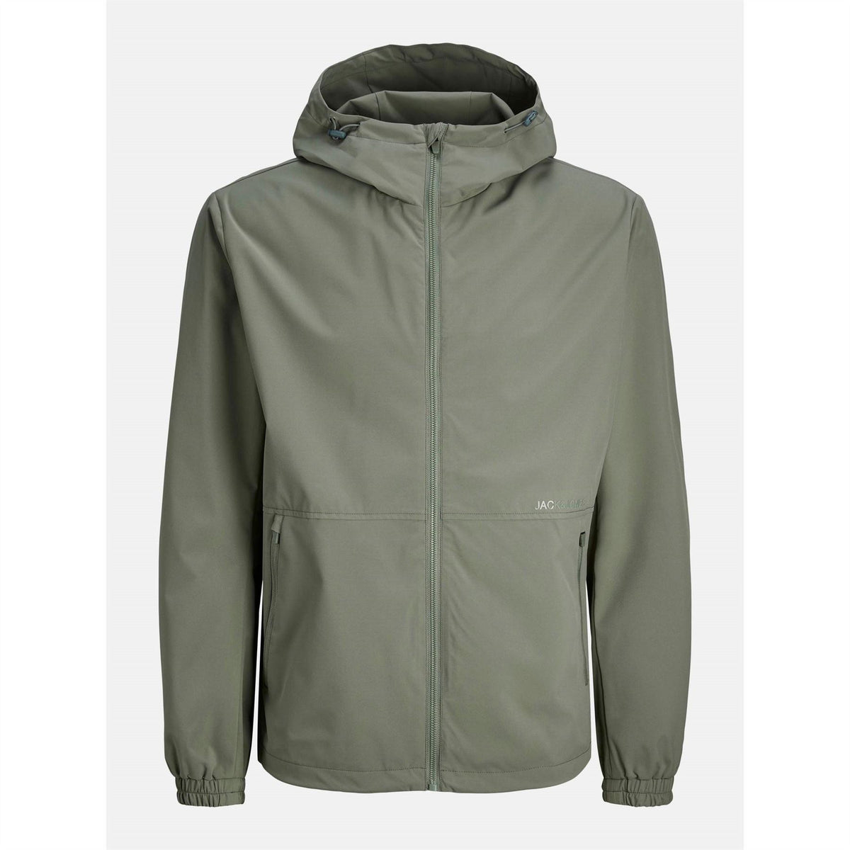 Jack and Jones Hooded Windbreaker with Printed Logo and Zipped Pocket