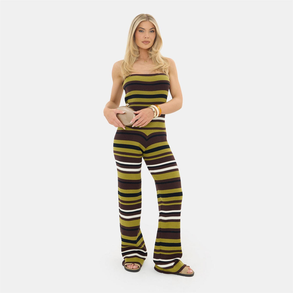 I Saw It First Knitted Horizontal Patterned Coord Wide Leg Pants
