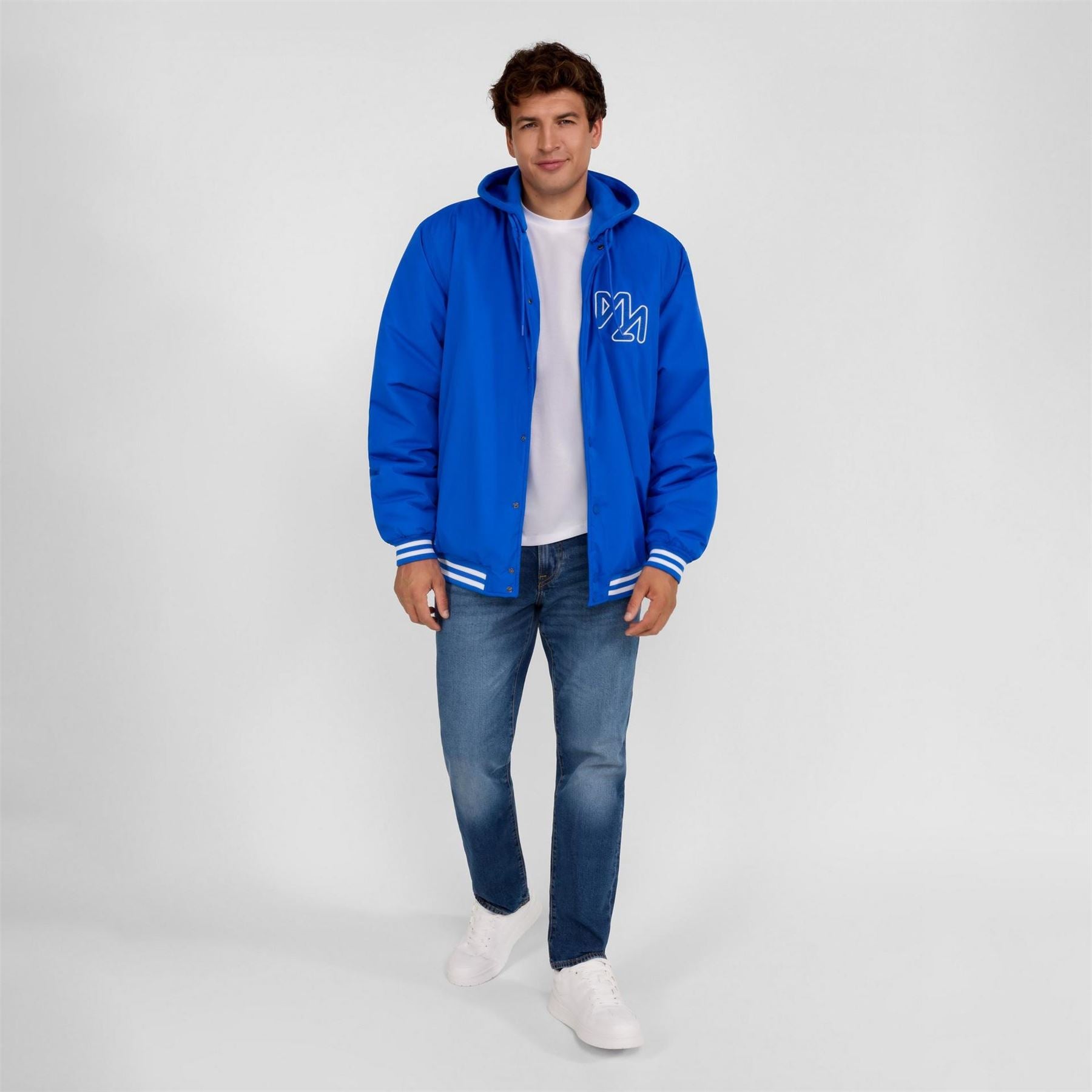 Minoti Baseball Style Jacket Detachable Hood Cobalt Blue