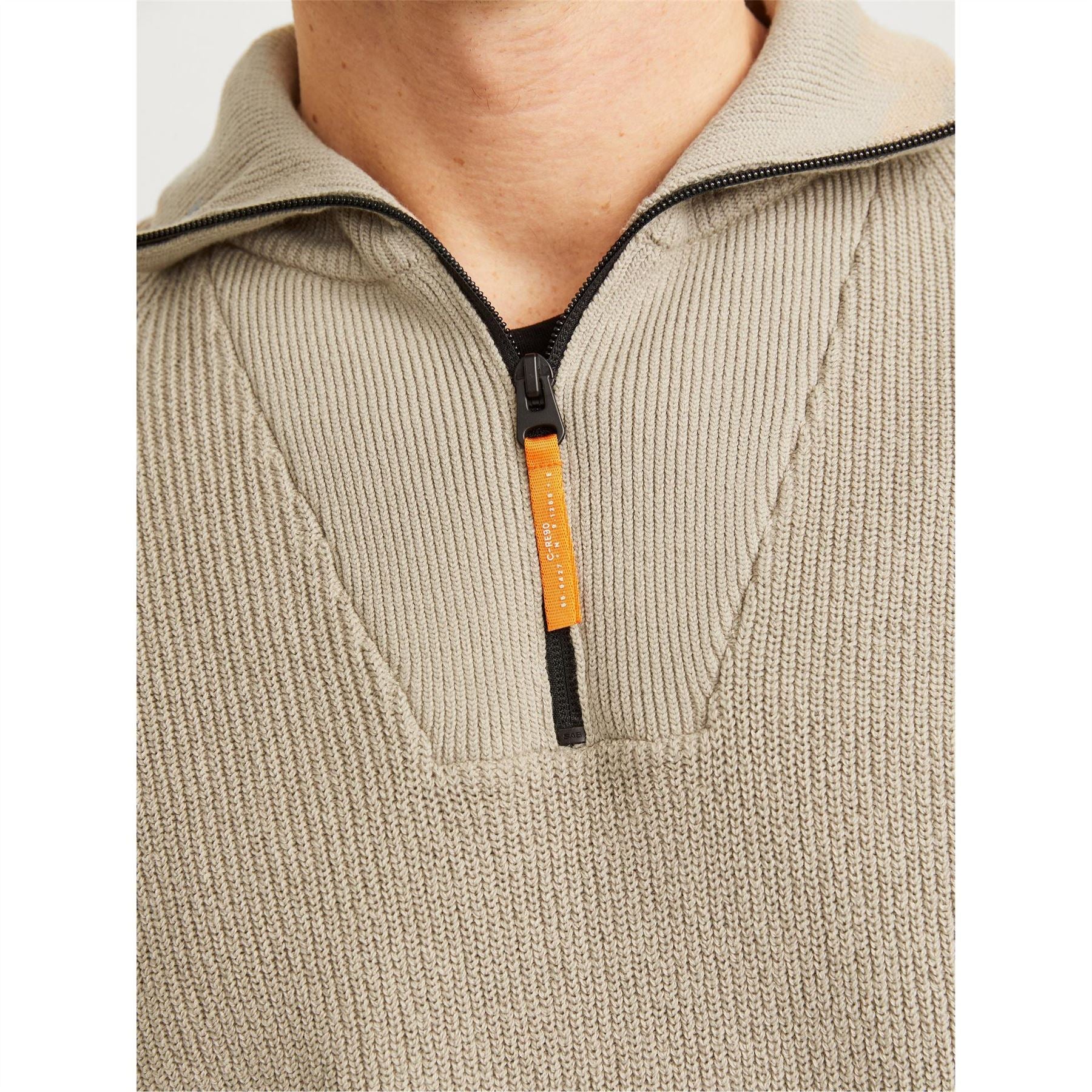 Jack and Jones Zip Neck Relaxed Fit Knit Sweater