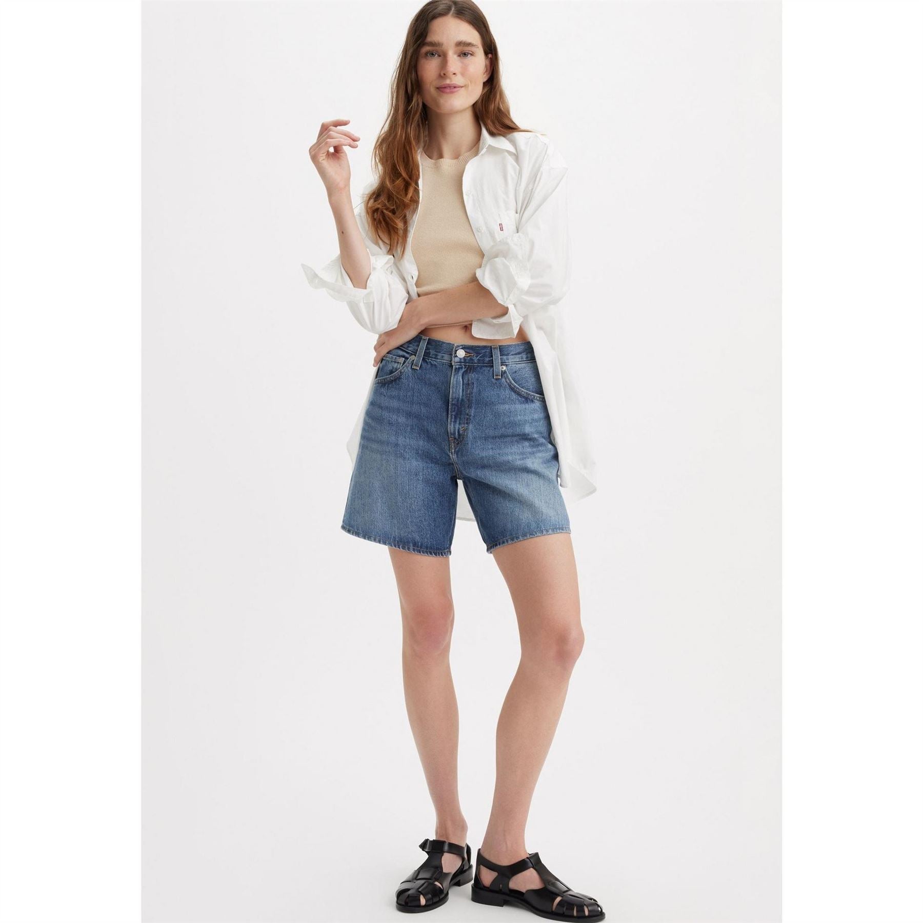Levis High Baggy Fit Denim Bermuda Shorts