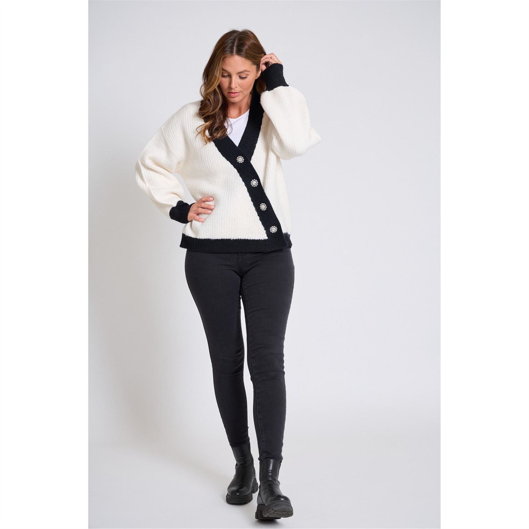 Be You Asymmetrical V-Neck Long Sleeve Sweater