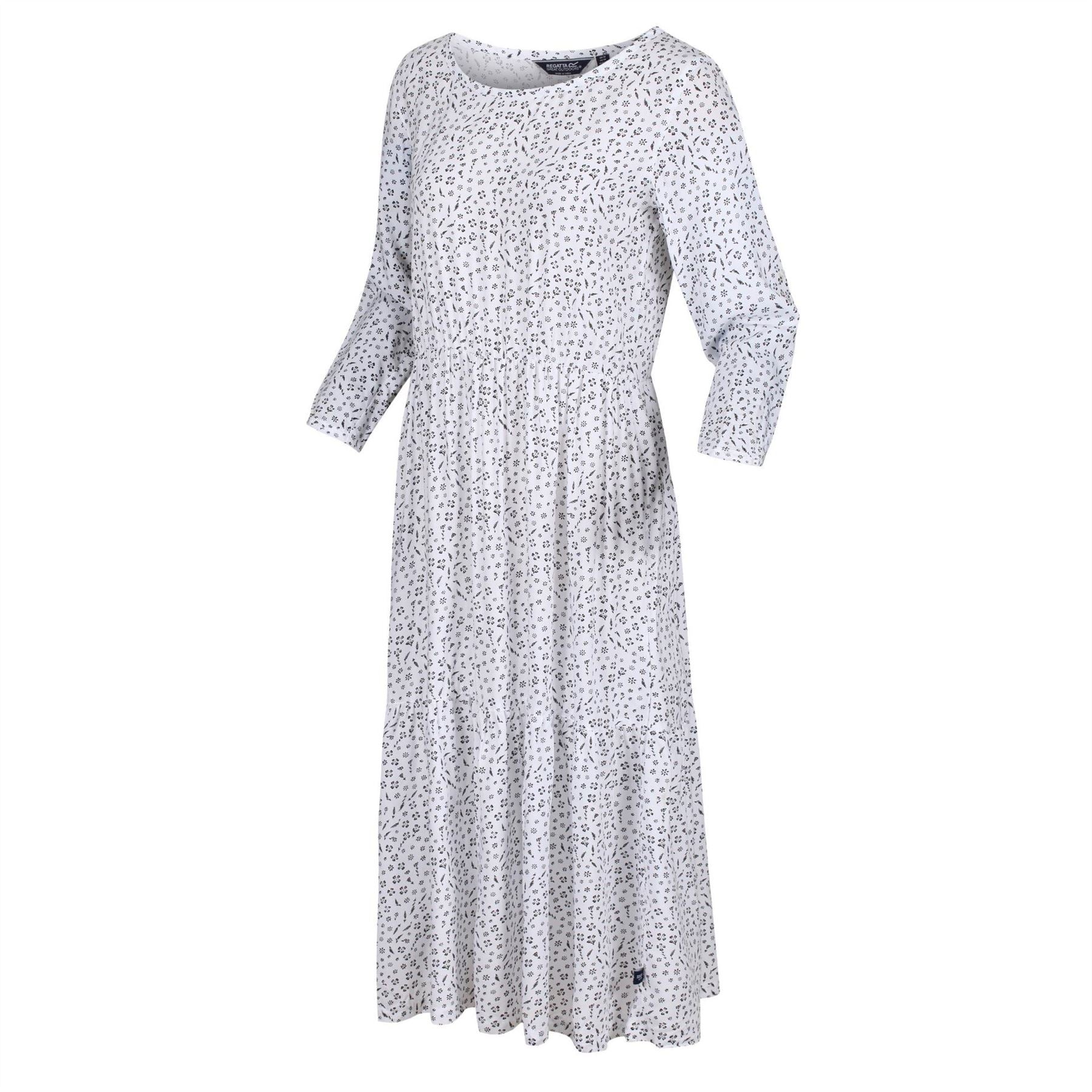 Regatta Briella Scoop Neck Three Quarter Sleeve Midi Tiered Dress