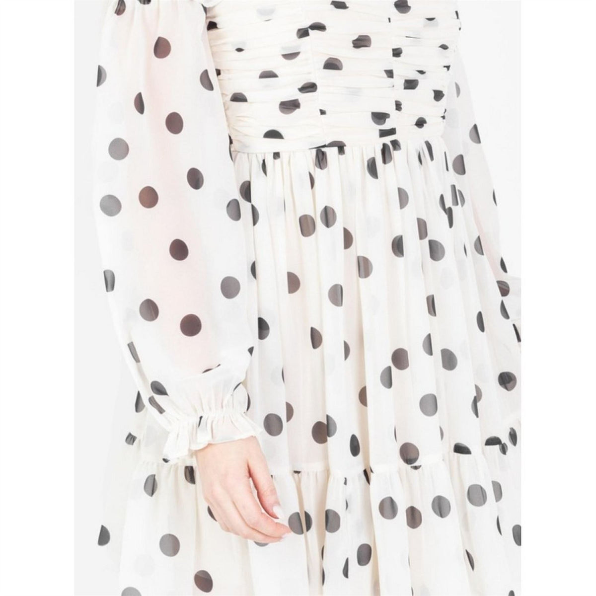 Anaya With Love With Love Recycled Polka Dot Bardot Maxi Sleeve Mini Dress