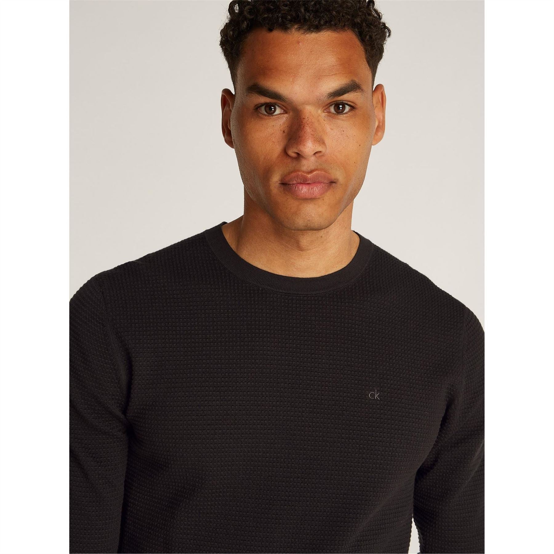 Calvin Klein Waffle Texture Cotton Crew Neck Jumper