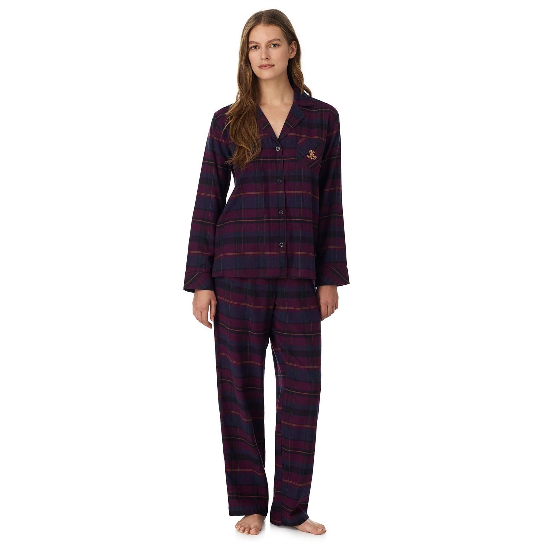 Lauren by Ralph Lauren Long Sleeve Contrast Piping Pyjama Set
