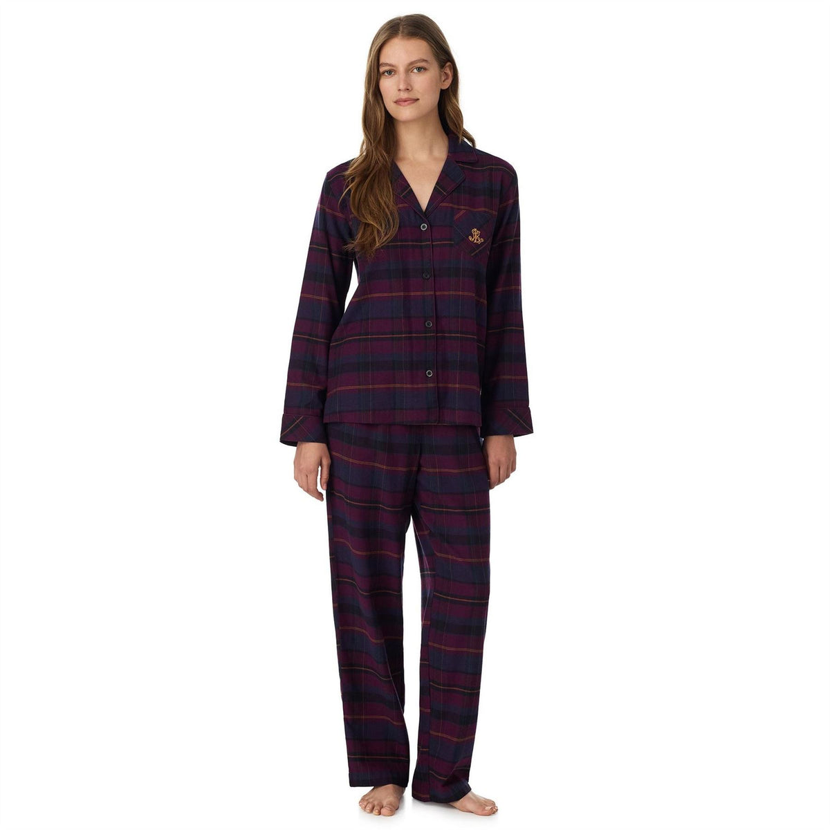 Lauren by Ralph Lauren Long Sleeve Contrast Piping Pyjama Set