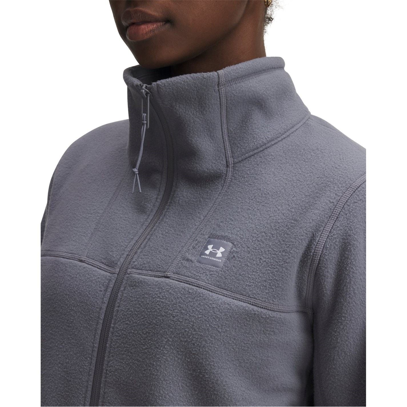 Under Armour Solid Patterned Hooded Neck Ribbed Cuff Fleece Jacket