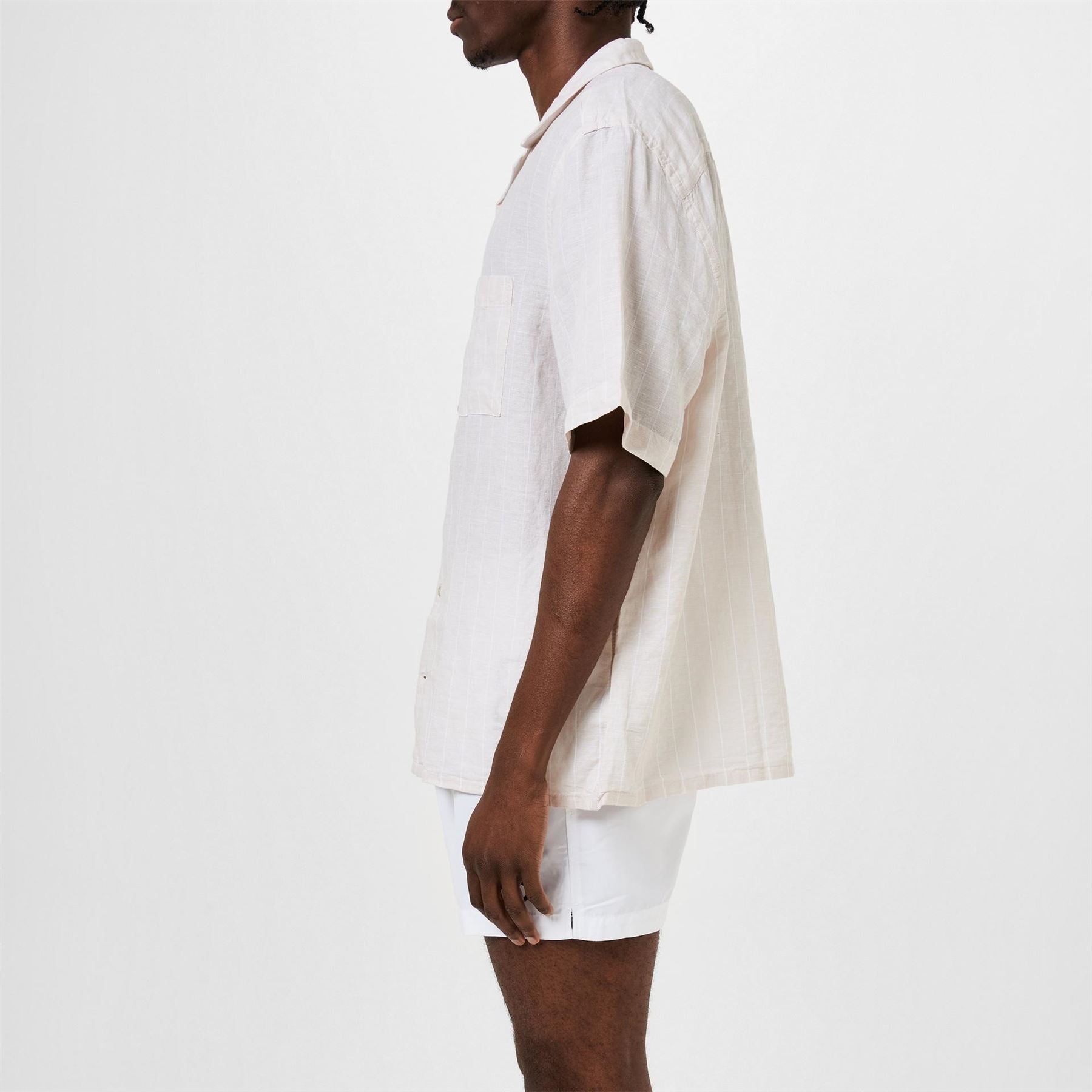 Calvin Klein Linen Stripe Short Sleeve Patterned Shirt