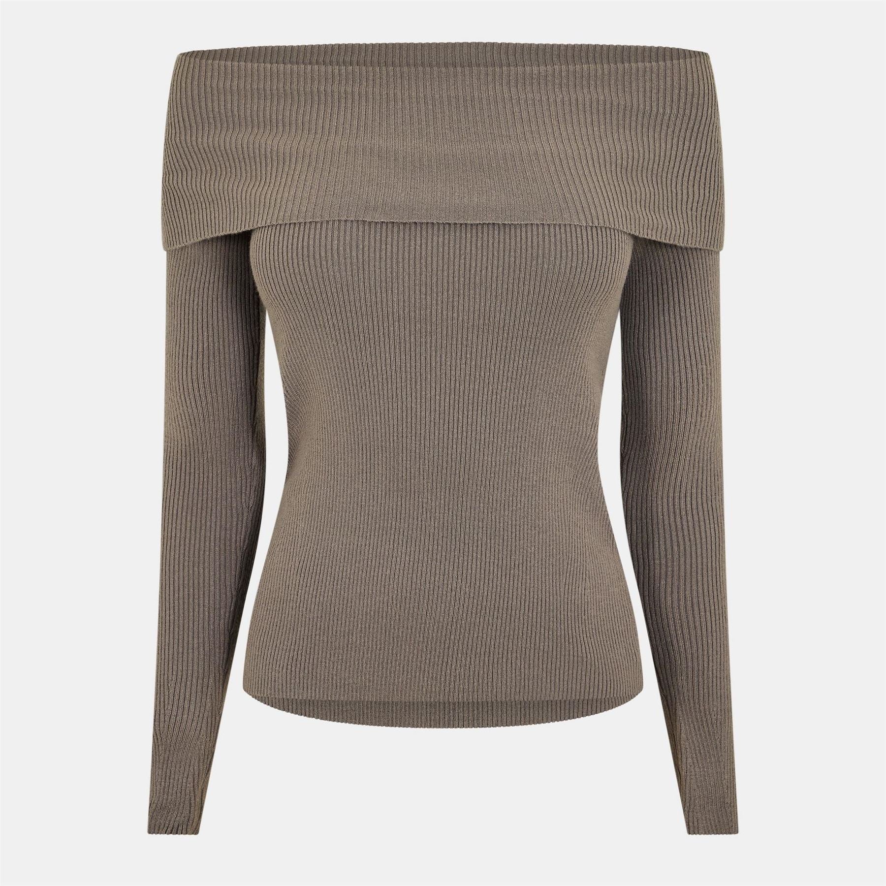 Noisy May Off-The-Shoulder Long Sleeve Slim Fit Sweater