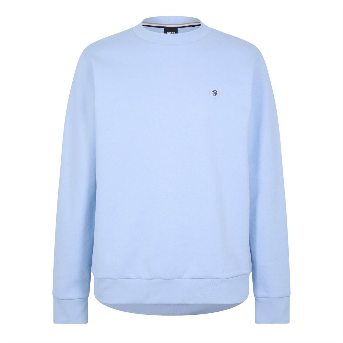 Boss Logo Patch Cotton Long Sleeve Crew Sweatshirt