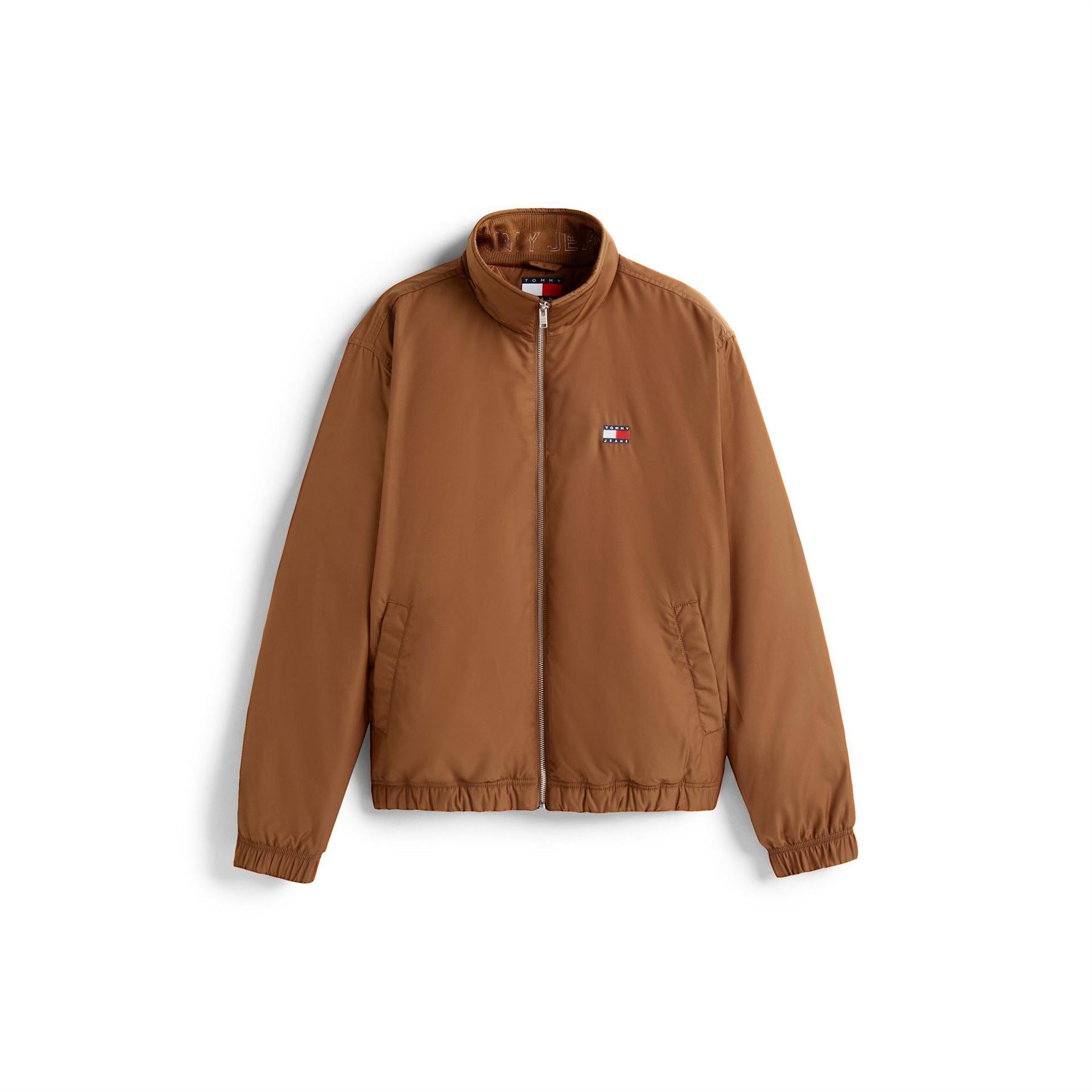 Tommy Jeans Solid Patterned Ribbed Cuff Mock Neck Harrington Jacket