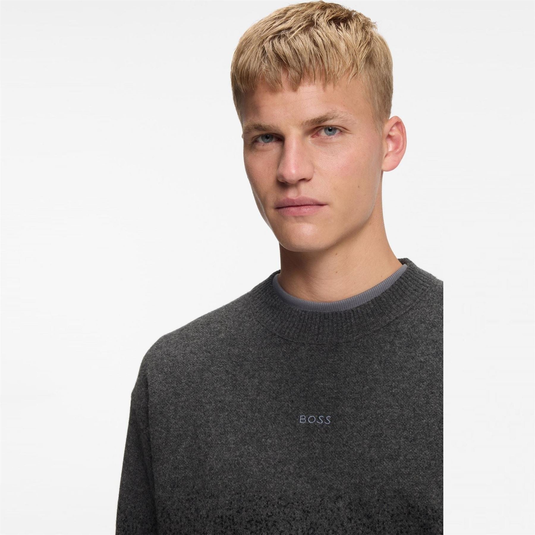Boss Crew Neck Ribbed Collar Long Sleeve Sweatshirt