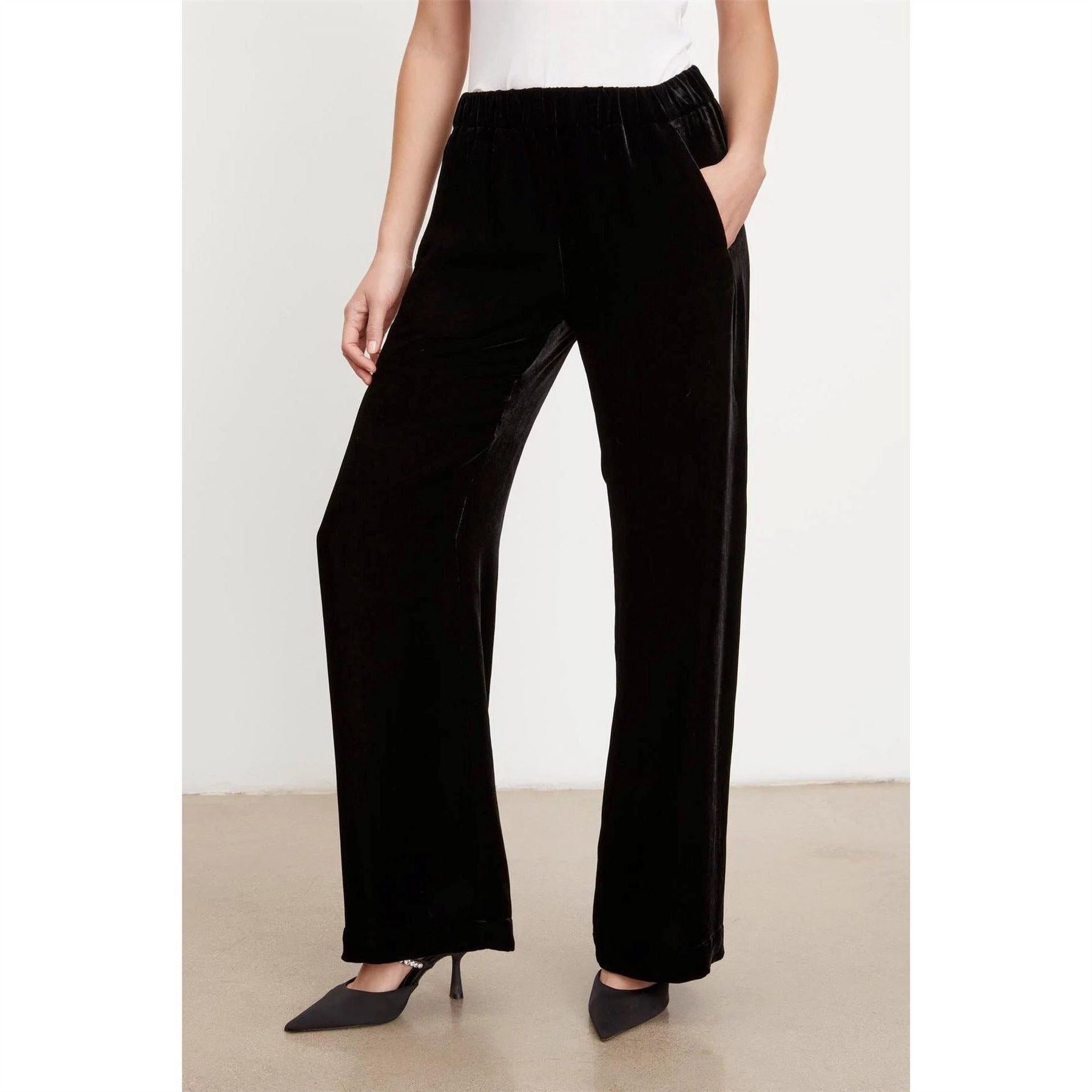 Velvet by Graham and Spencer Silk Solid Patterned Wide Leg Trousers