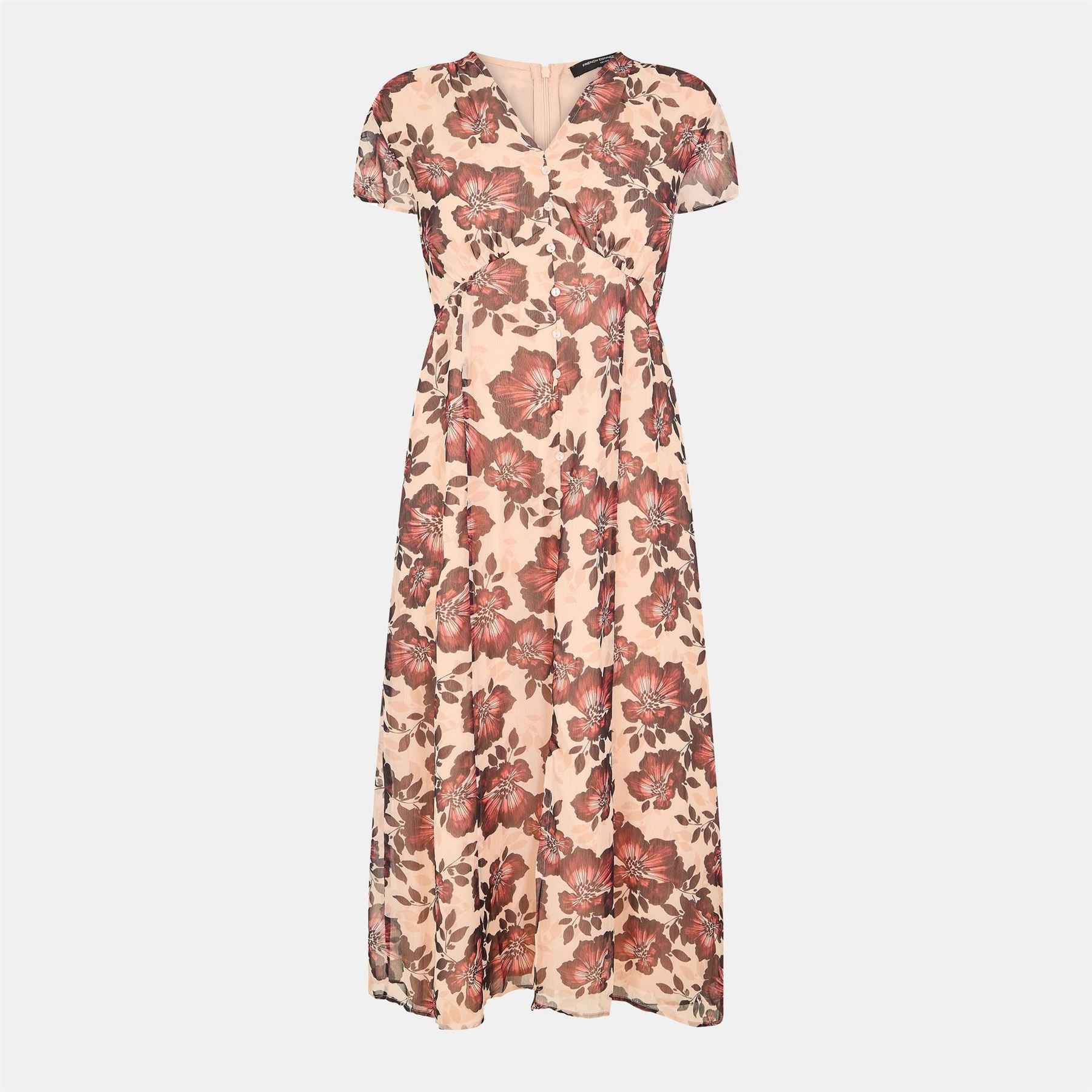 French Connection Elyse V-Neck Midi A-Line Dress