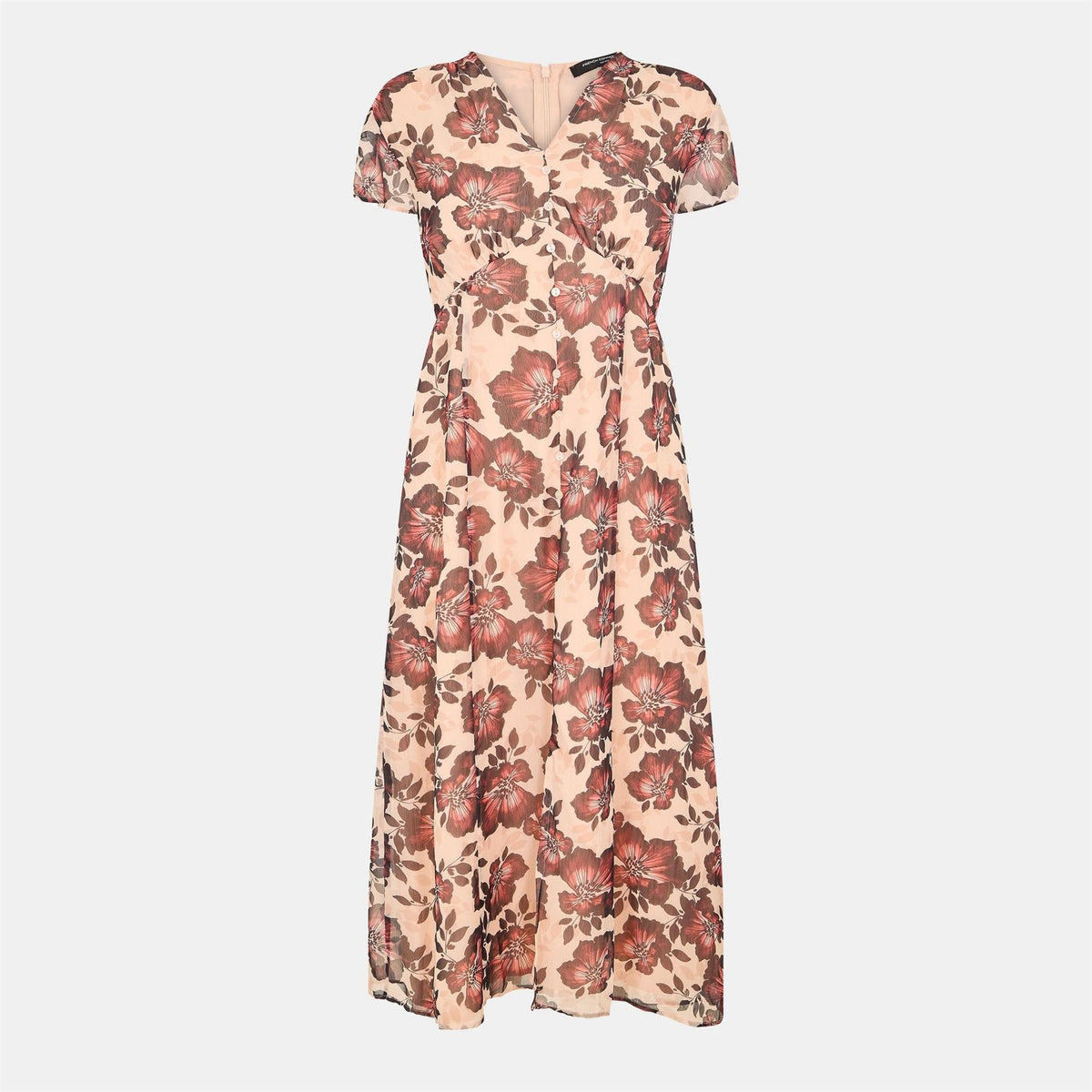 French Connection Elyse V-Neck Midi A-Line Dress