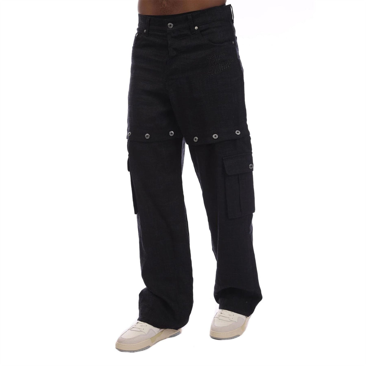 Off White Logo Linen Cargo Pants