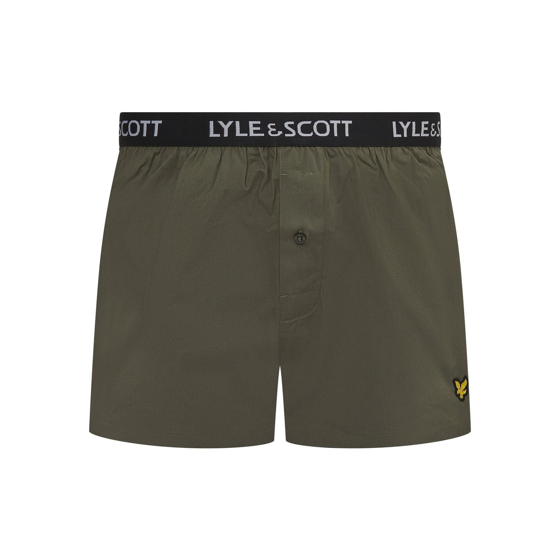 Lyle and Scott 2 Pack Woven Plain Design Boxer Shorts