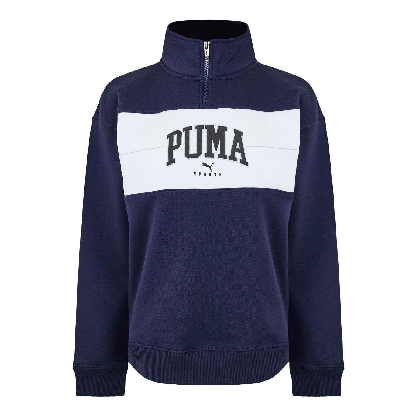 Puma Zip Neck Relaxed Fit Long Sleeve Sweatshirt