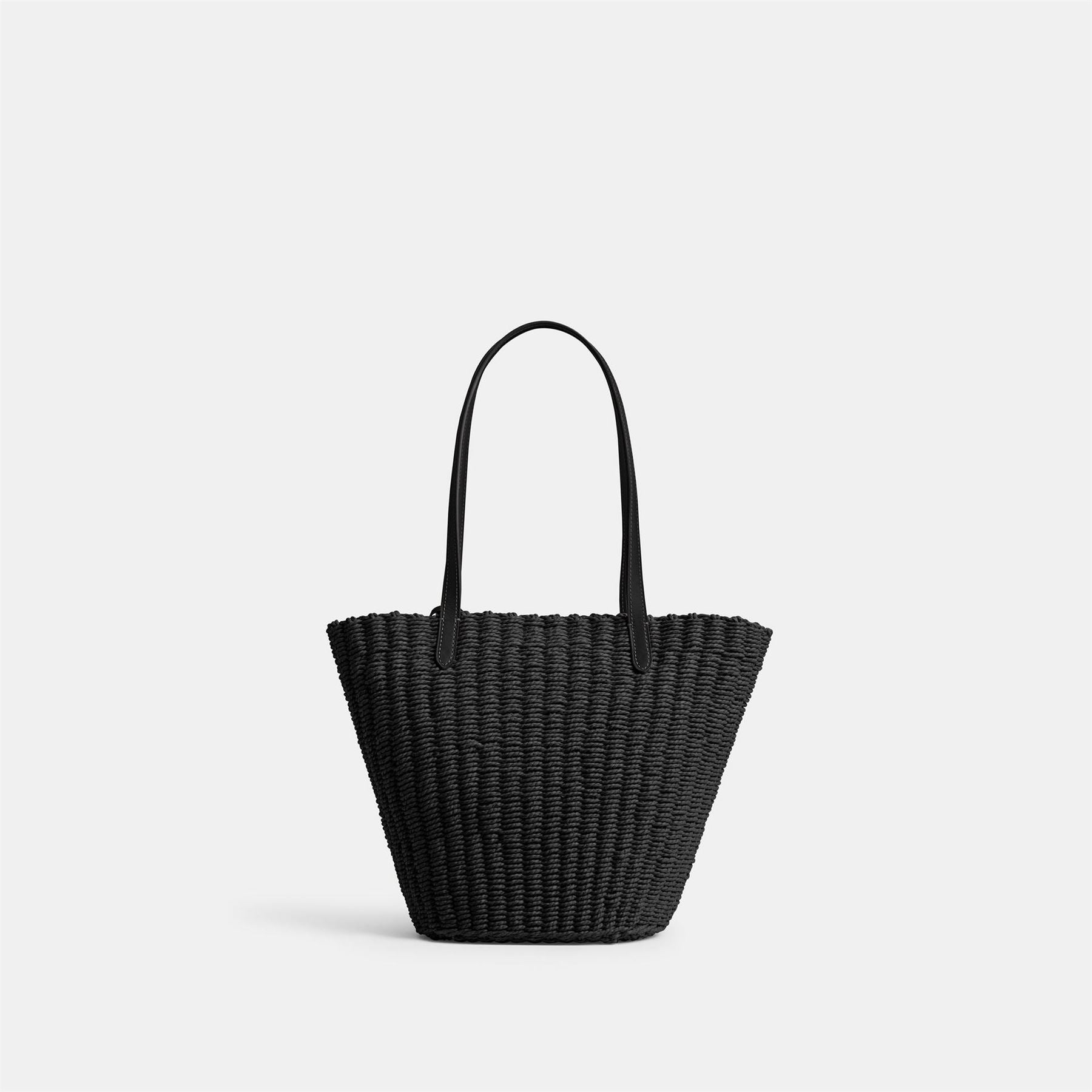 Coach S Straw Ribbed Tote with Detachable Strap