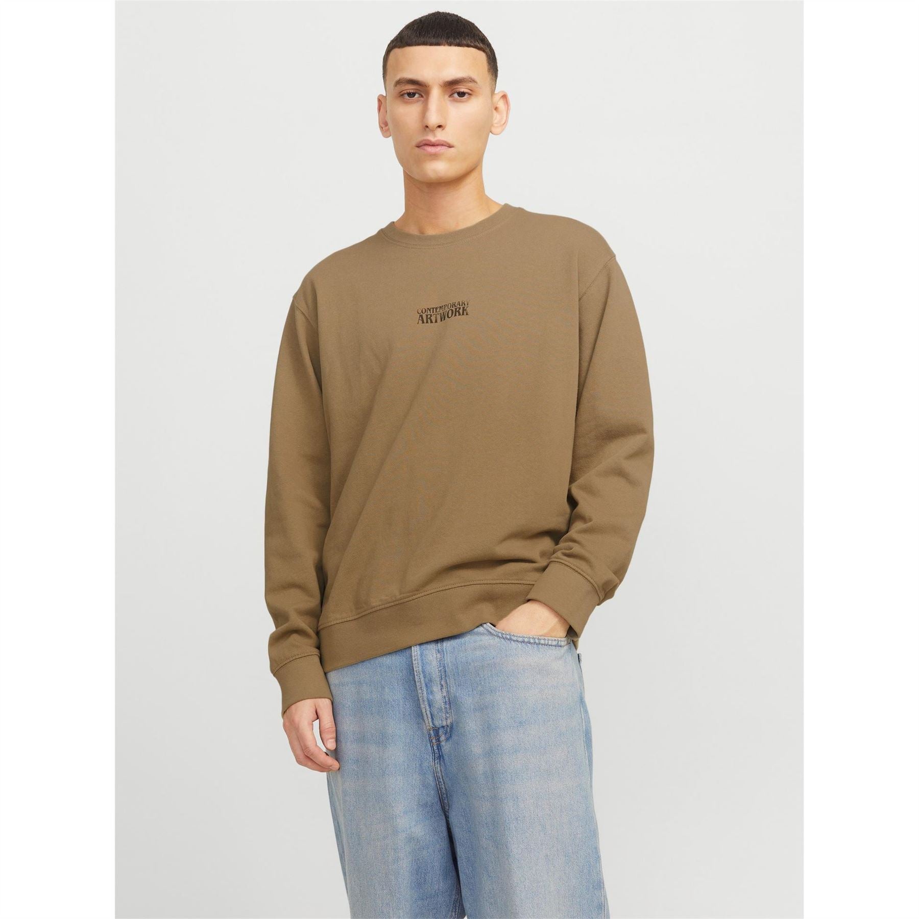 Jack and Jones Graphic Crew Neck Regular Fit Sweater