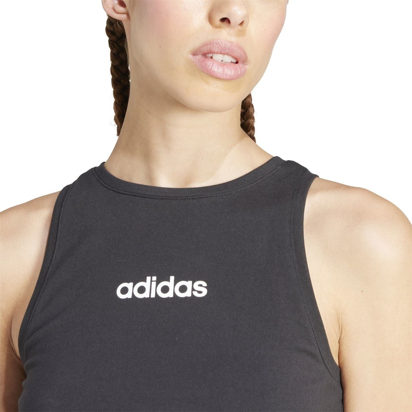 adidas Womens Essentials Linear Slim Cotton Tank Top