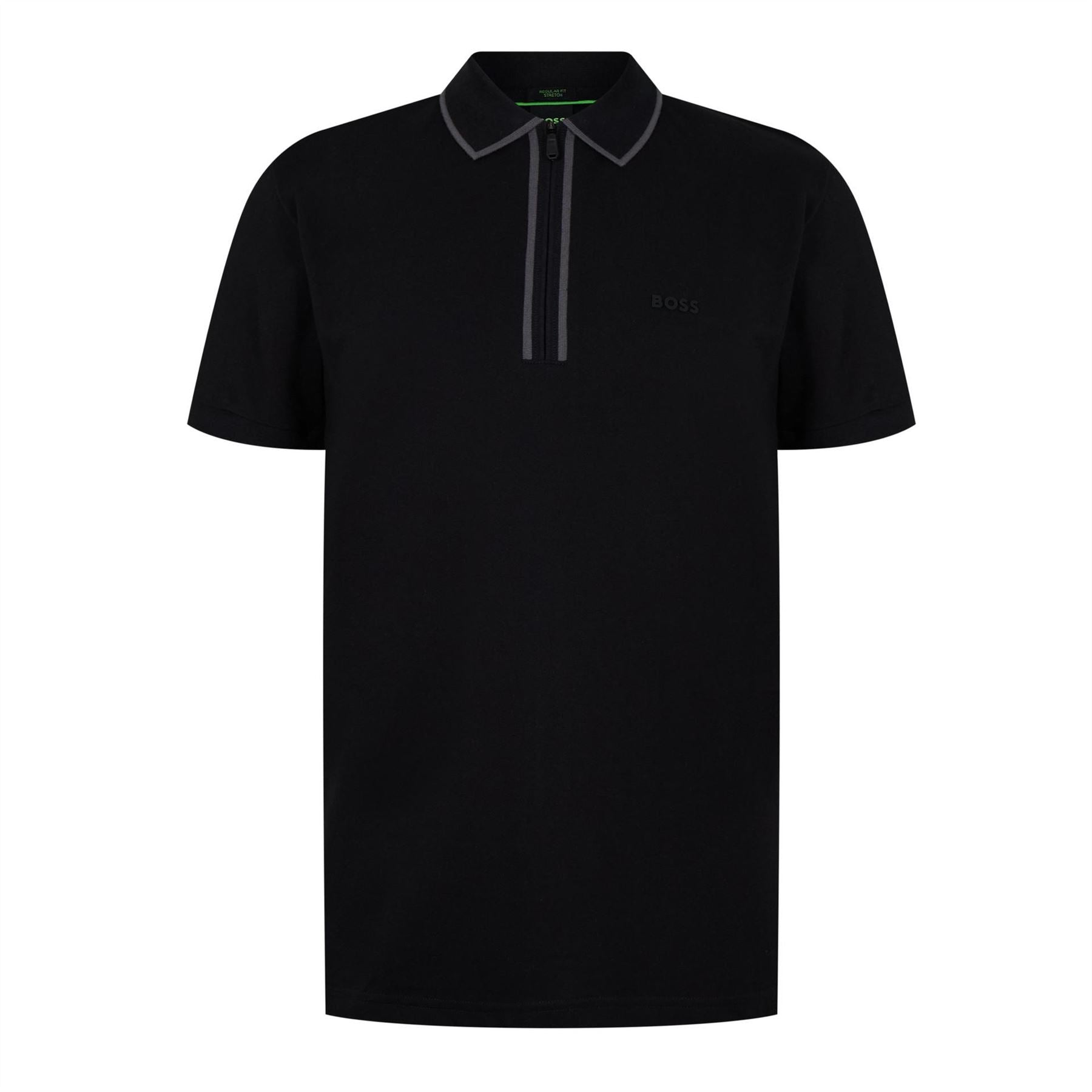Boss Philix Quarter Zip Cotton Short Sleeve Polo Shirt