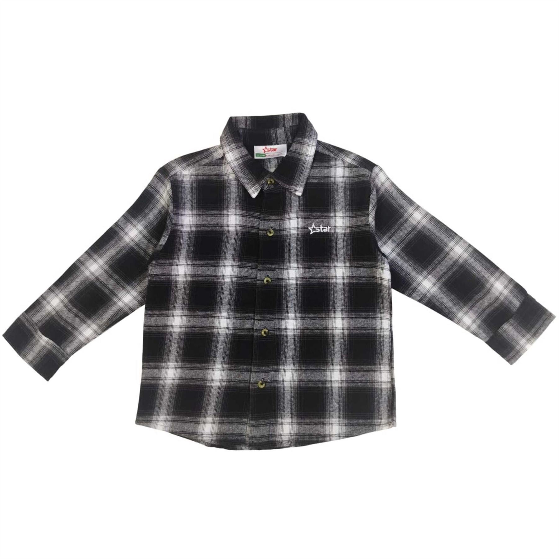 Star Long Sleeve Flannel Patterned Shirt