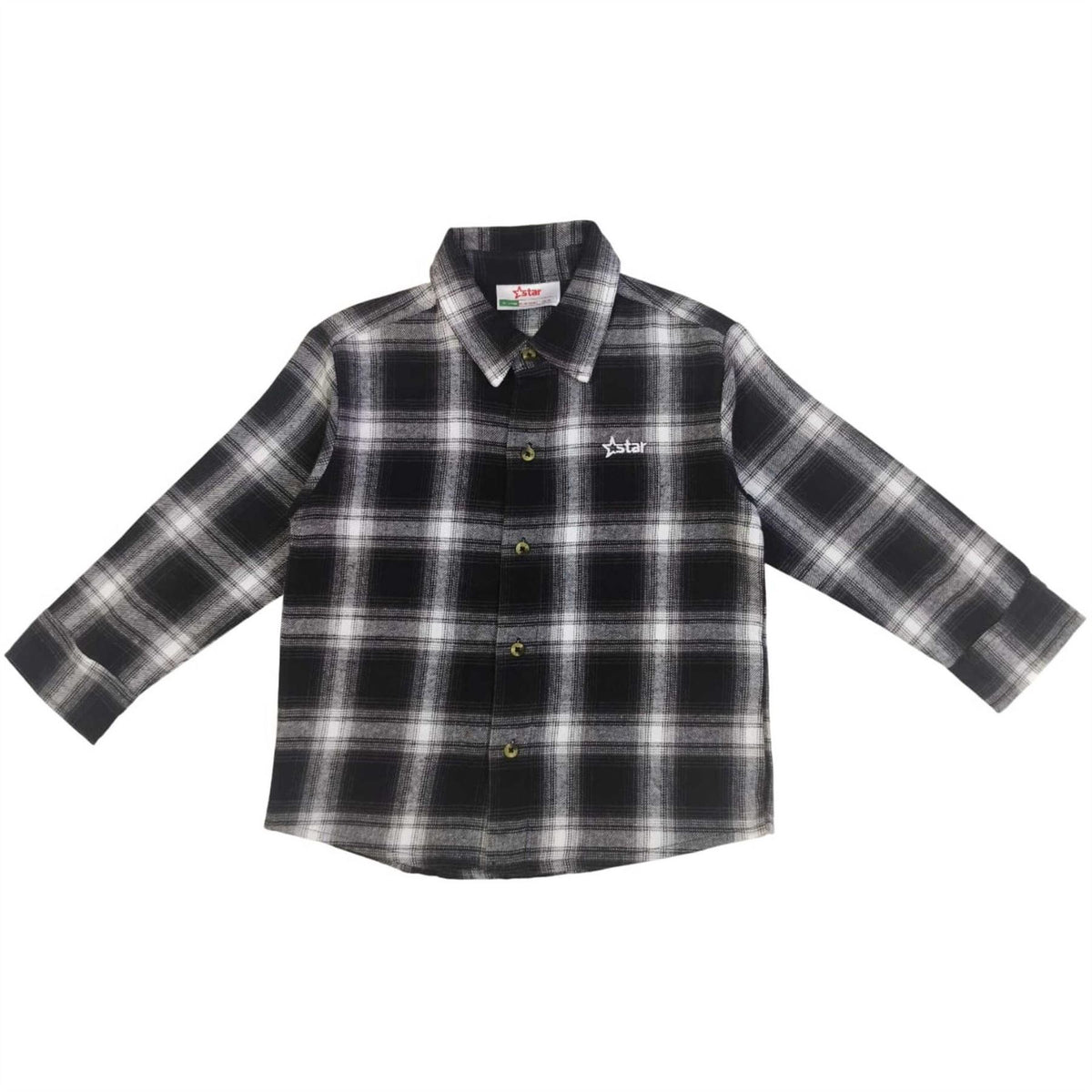 Star Long Sleeve Flannel Patterned Shirt