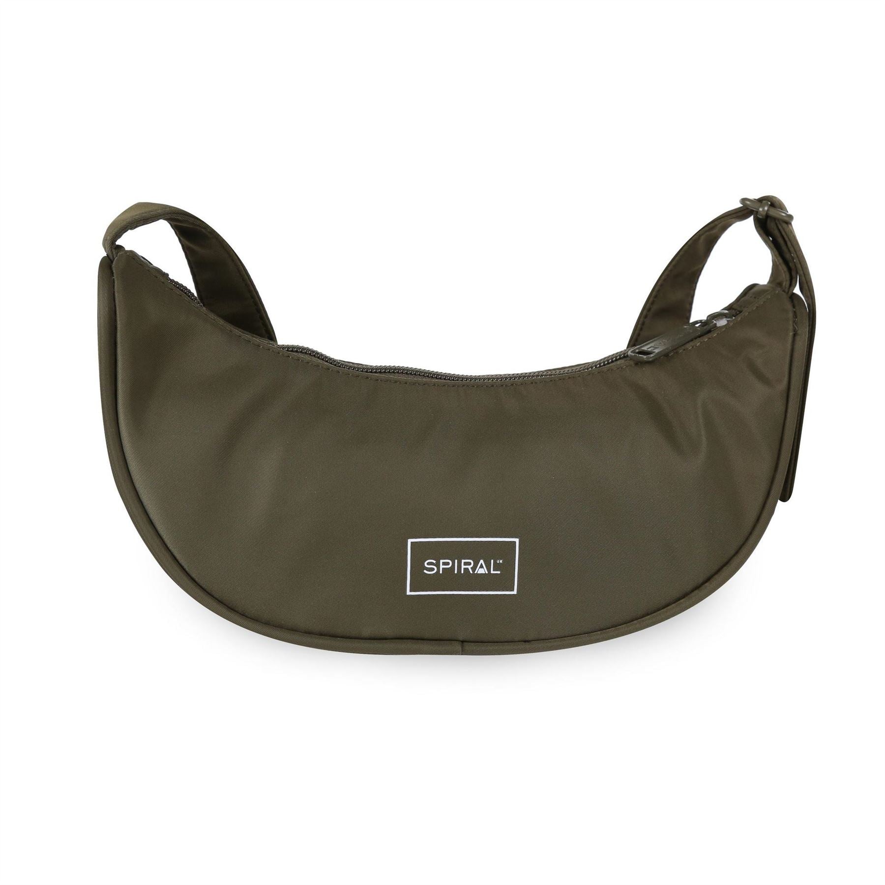 Spiral Cali Crescent Shape Cross Body Bag with Logo Patch
