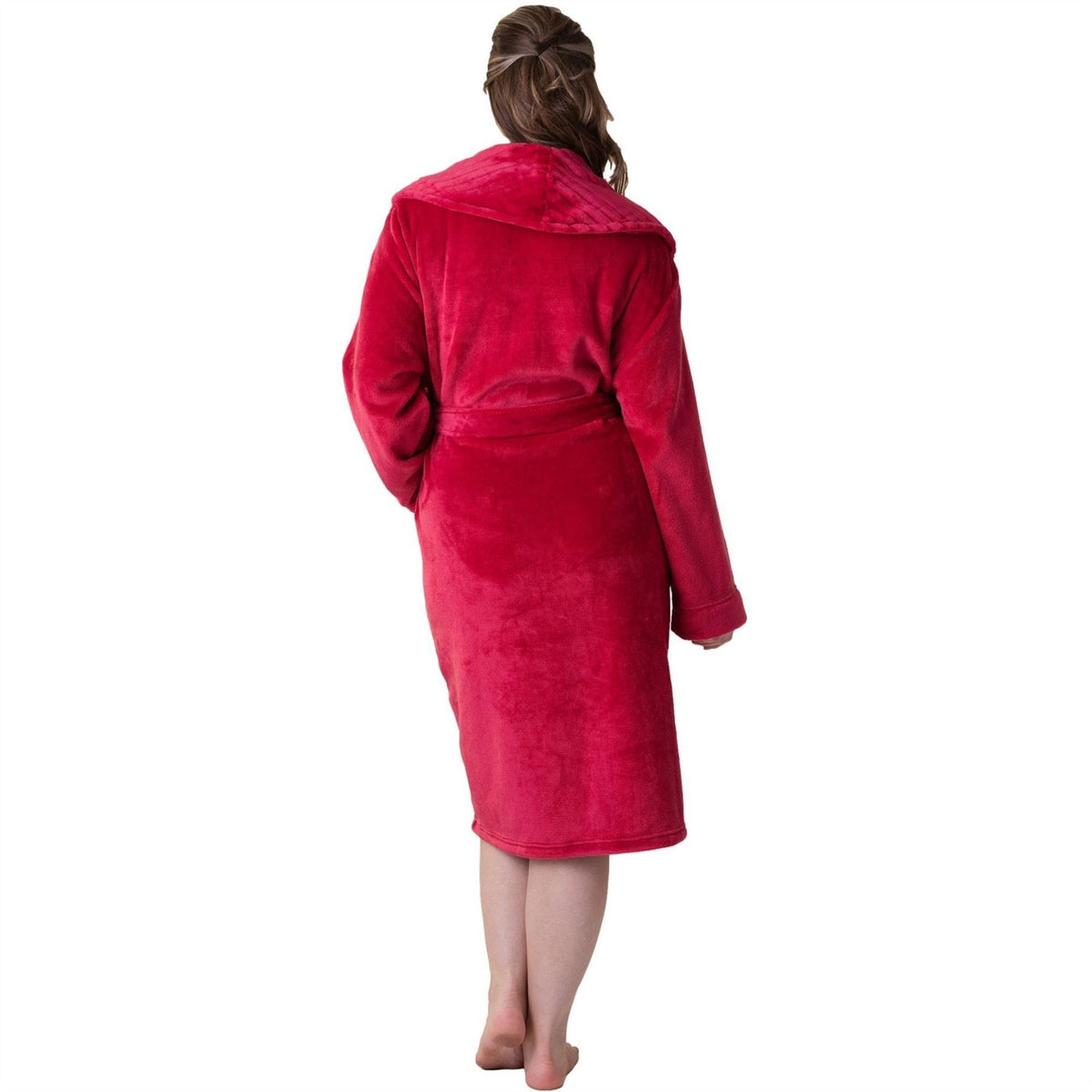 Camille Womens Supersoft Fleece Ribbed Collar Robe