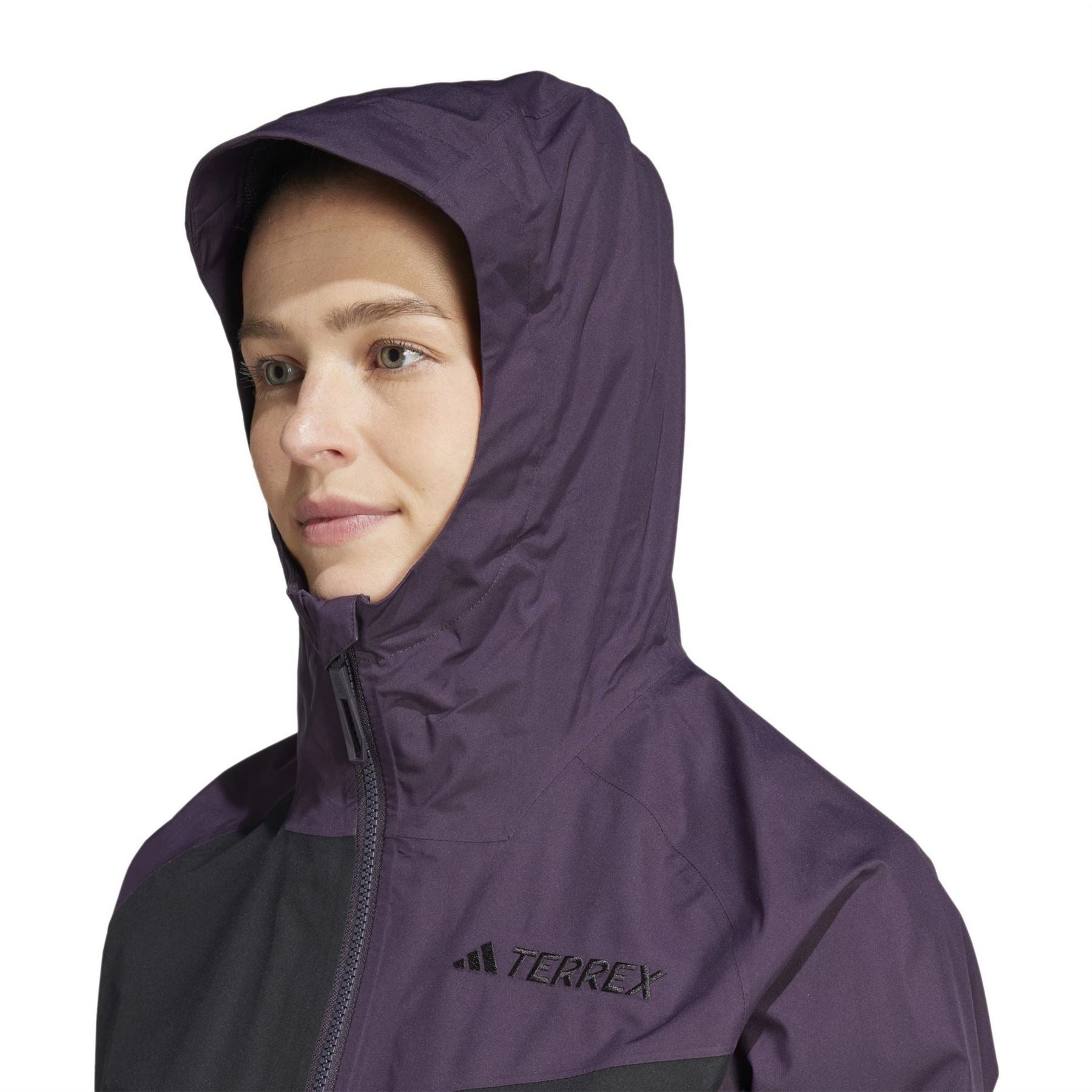adidas Color Block Front Zipper Pocket Rain Coat