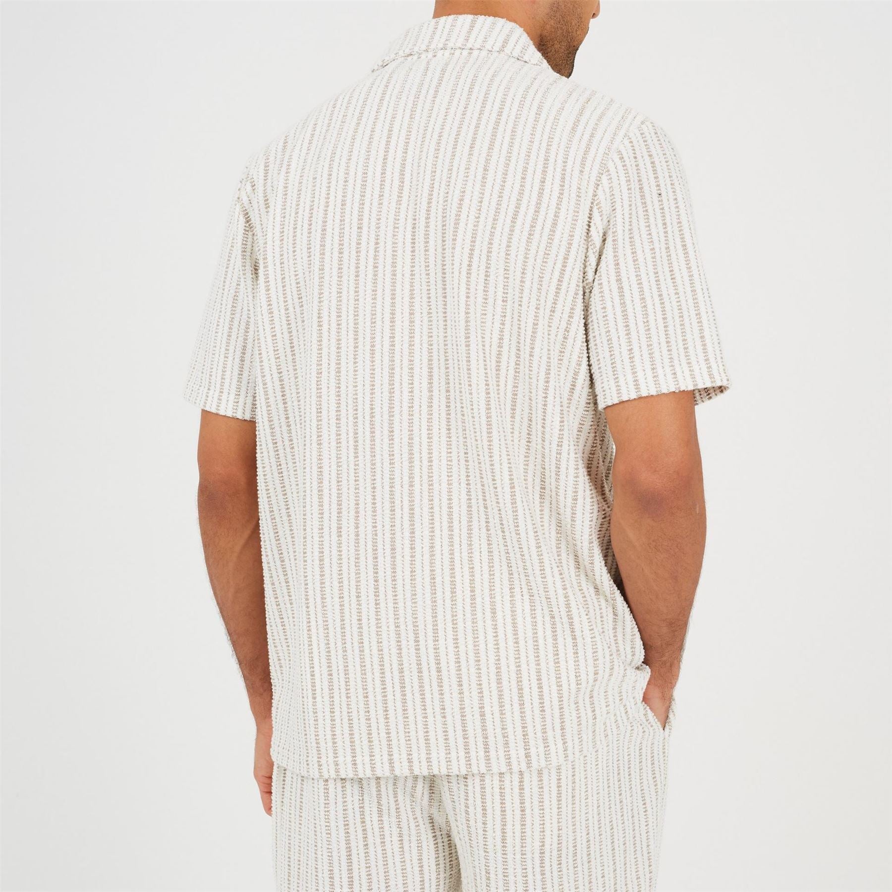Brave Soul Mens Striped Short Sleeve Shirt With Revere Collar