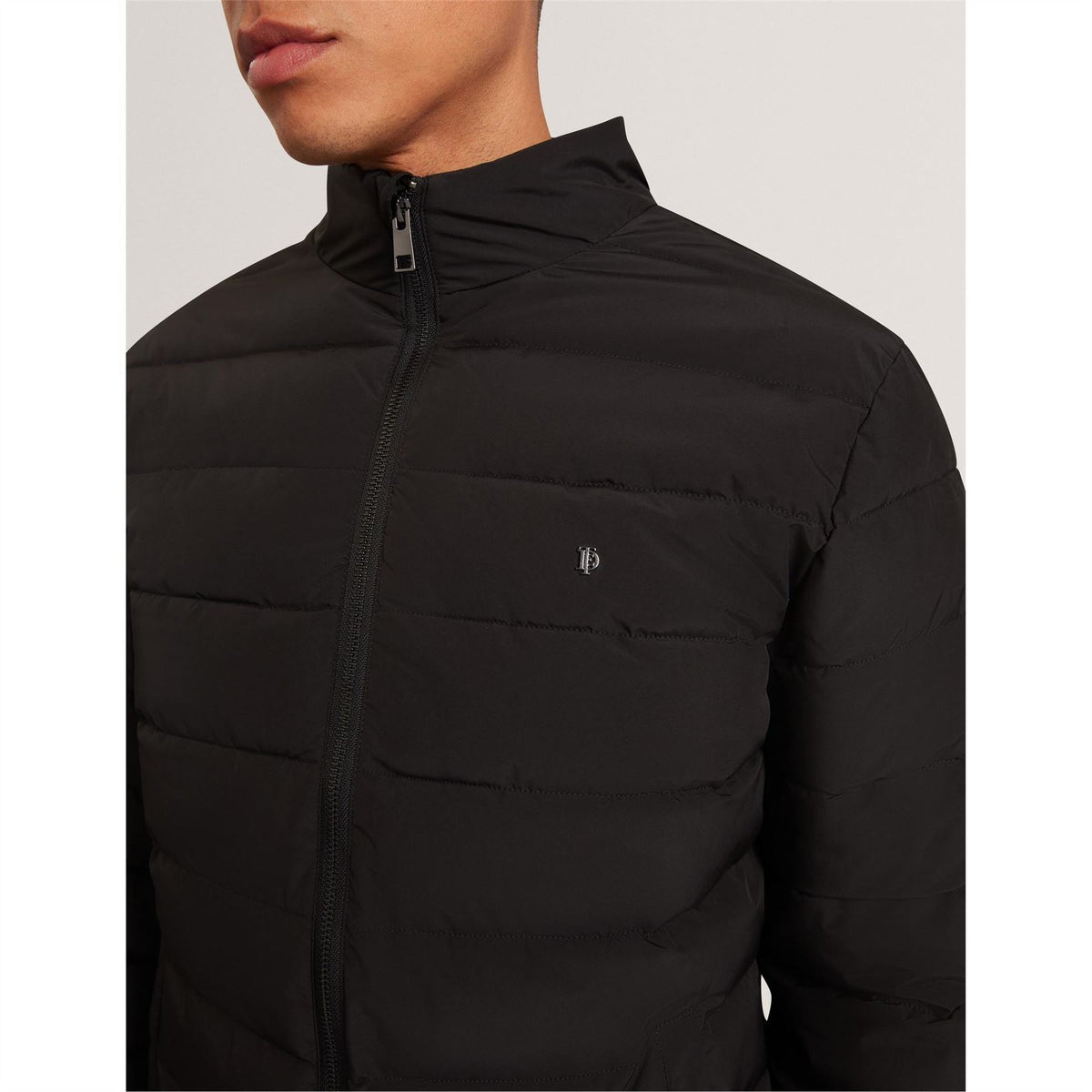 Ted Baker Horizontal Stripe Patterned Puffer Jacket with Zipped Pocket