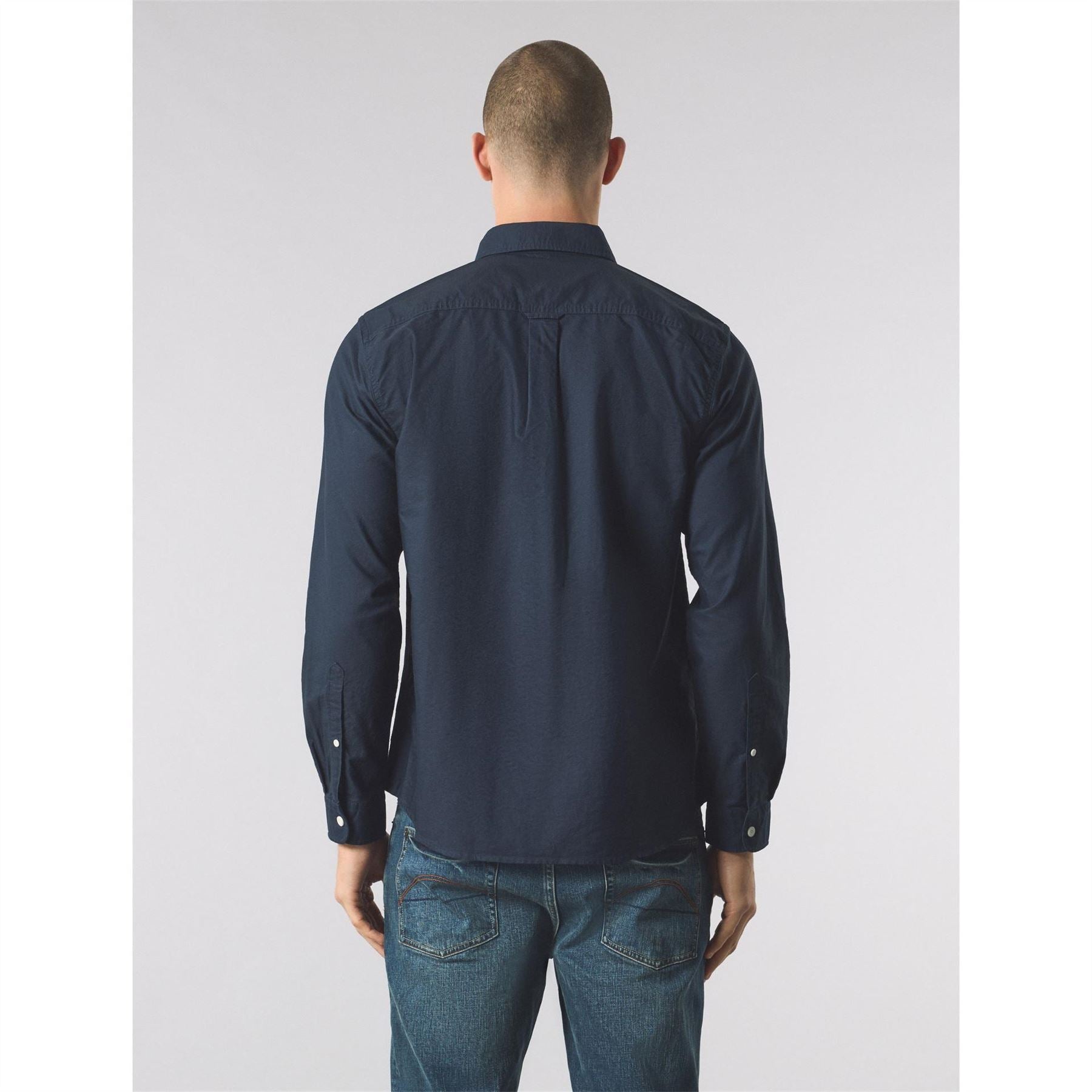 Pretty Green Button Down Collar Long Sleeve Shirt with Chest Pocket