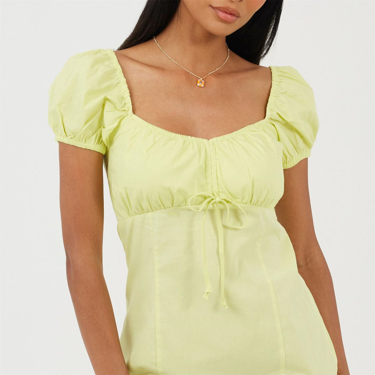 Brave Soul Puff Sleeve Mini Dress with Sweetheart Neckline