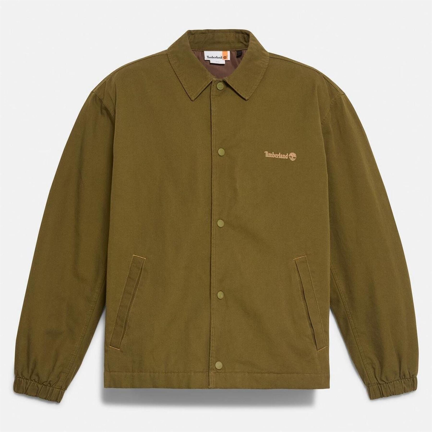 Timberland Coach Solid Patterned Snap Button Slant Pocket Overshirt