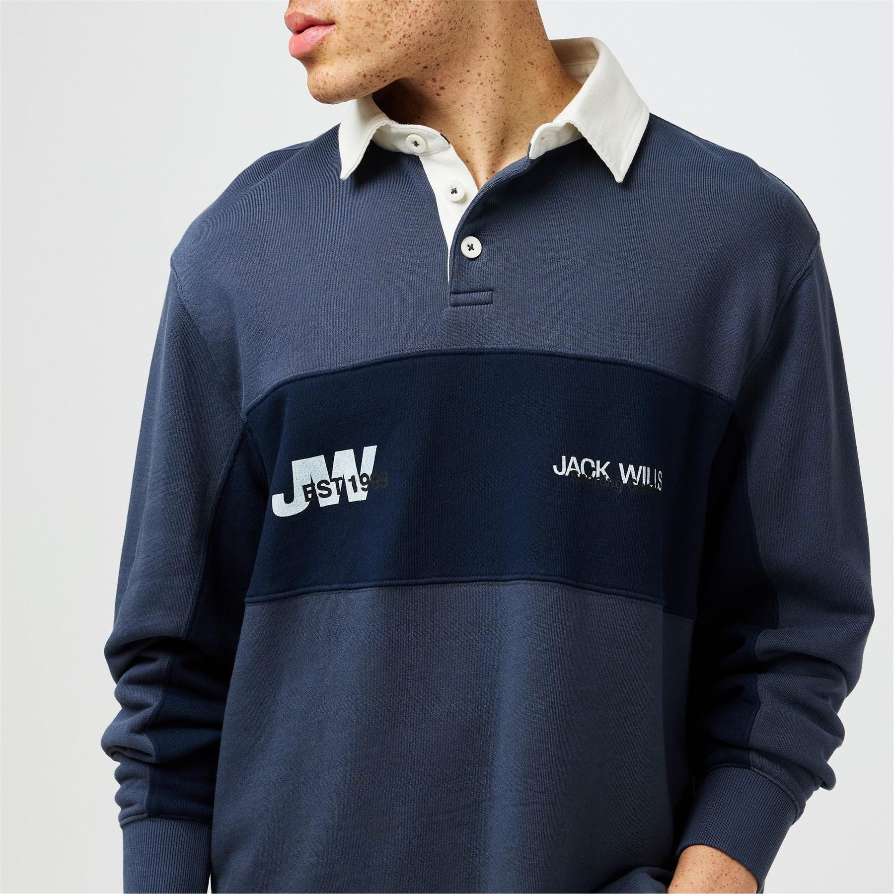 Jack Wills Logo Print Relaxed Fit Rugby Shirt