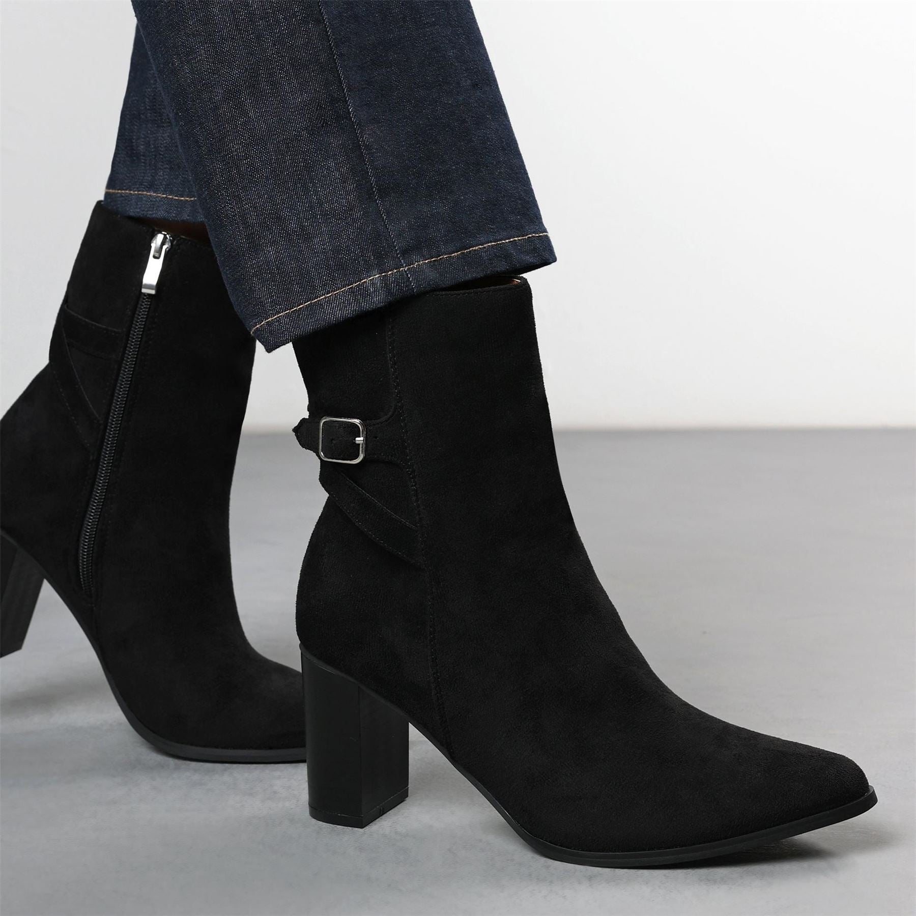 Wheres That From Block Heel Ankle Boots with Zipper Closure