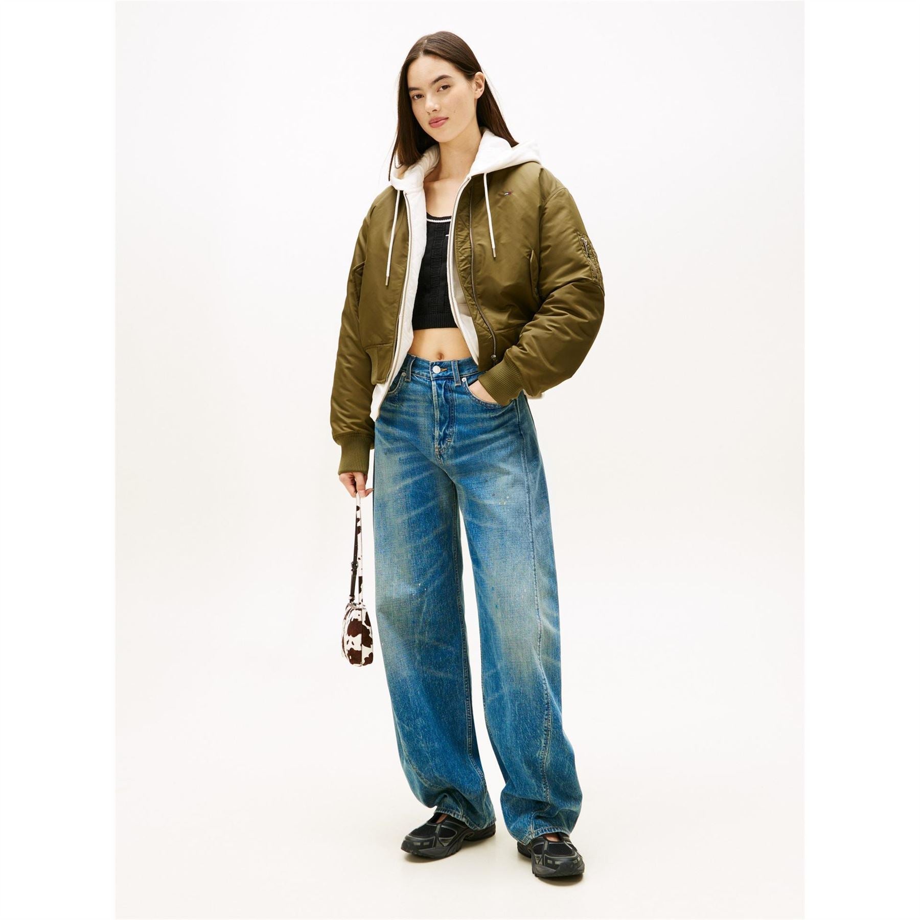 Tommy Jeans Essential Solid Patterned Bomber Jacket with Ribbed Cuff